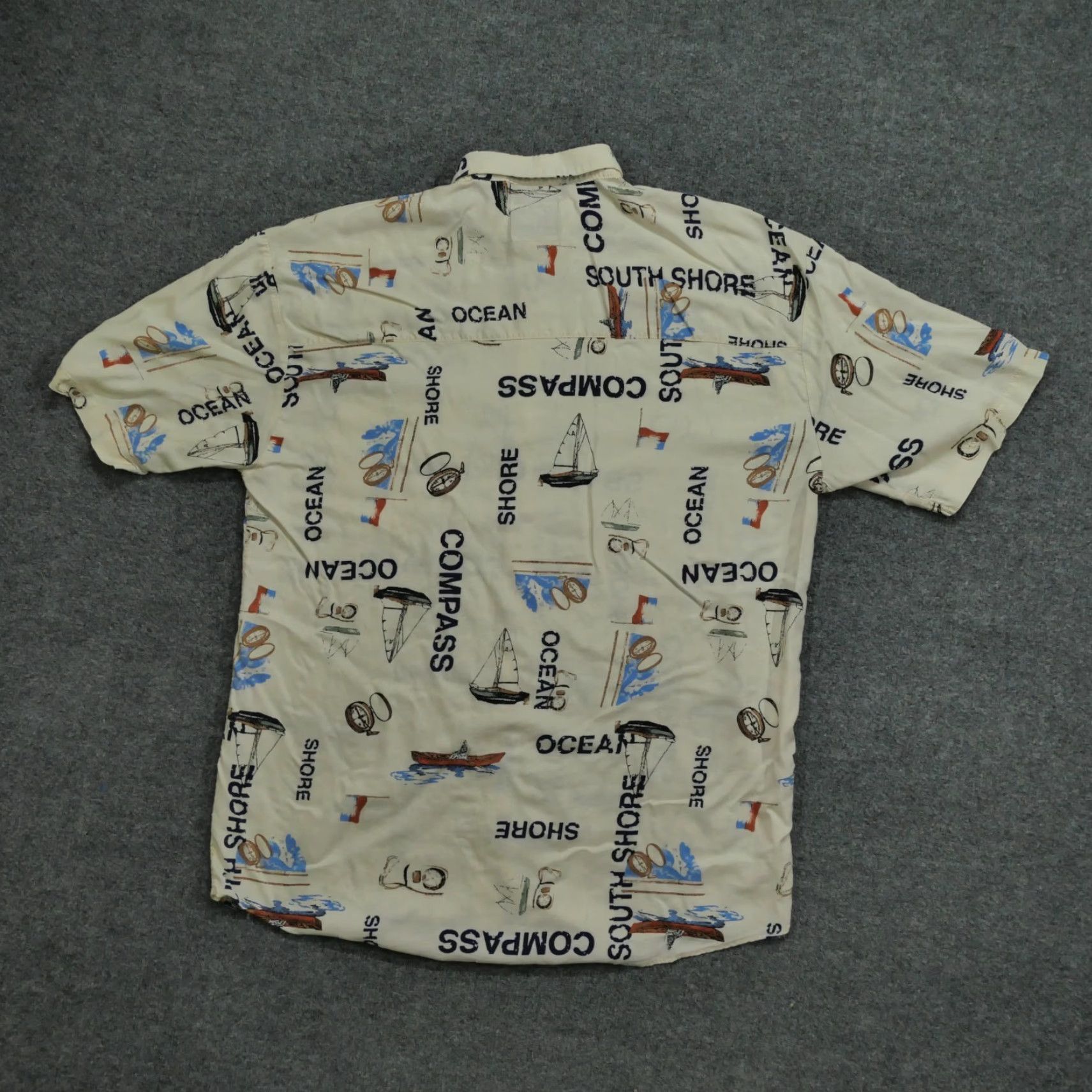 Vintage VINTAGE Ringo Sport Shirt Mens L Beige Hawaiian Sailing Ocean Button Up 90s Size US L / EU 52-54 / 3 - 6 Thumbnail