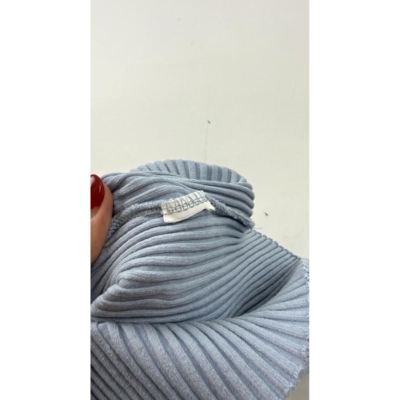 Zara Zara Blouse Womens L Blue One Shoulder Ribbed Knit Top Long Sleeve Ruffle Slim Knit Top Size L / US 10 / IT 46 - 5 Thumbnail
