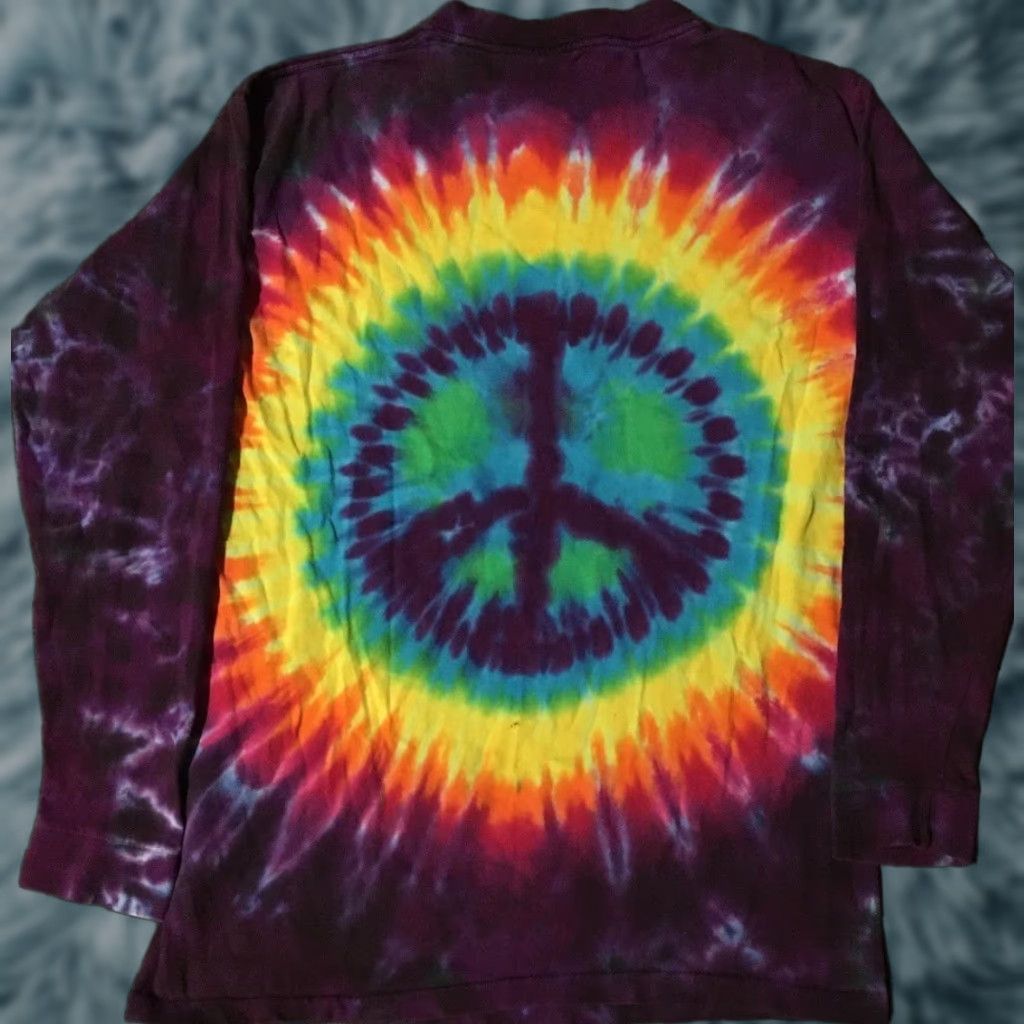 Vintage VINTAGE 90s Peace Tie Dye AOP Shirt M USA Single Stitch Hippie Surf Grunge Biker 80s Size US M / EU 48-50 / 2 - 1 Thumbnail