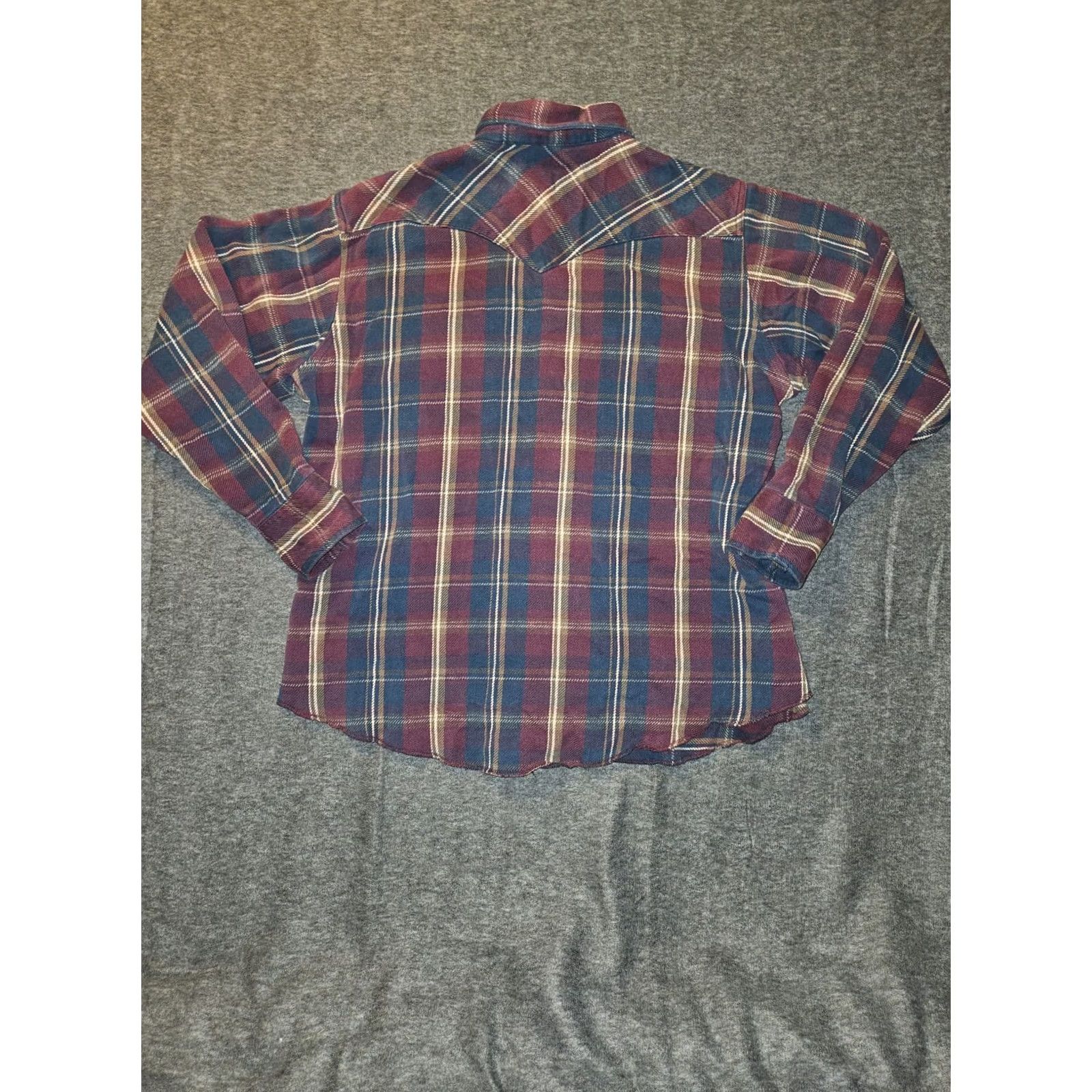 Wrangler VINTAGE Wrangler Flannel Shacket Men XL Plaid Long Sleeve Snap Cowboy Retro Surged Hem Pockets Easy Care Button-Up Collection Size US XL / EU 56 / 4 - 7 Thumbnail