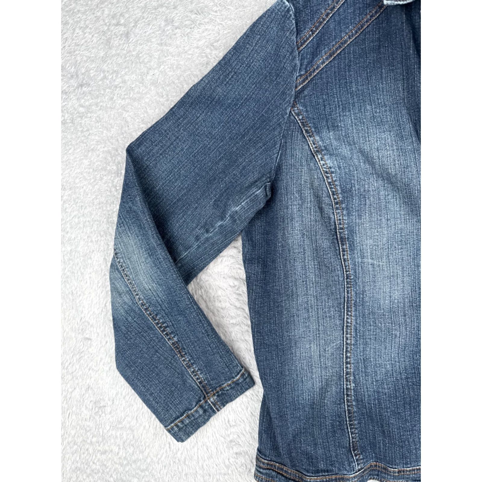 Vintage Mixit Jacket Womens 22W Denim Blue Button Cotton Blend Casual 80s 90s Classic Fashion Size 40" / US 18 - 3 Thumbnail