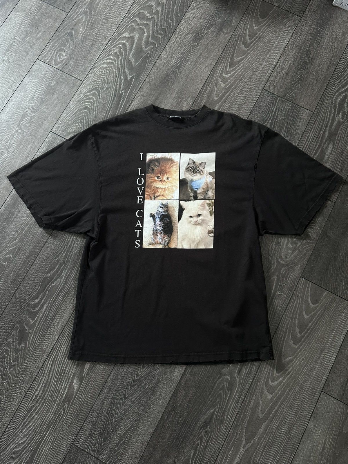 Balenciaga I Love Cats Xl T-shirt in Black | Lyst