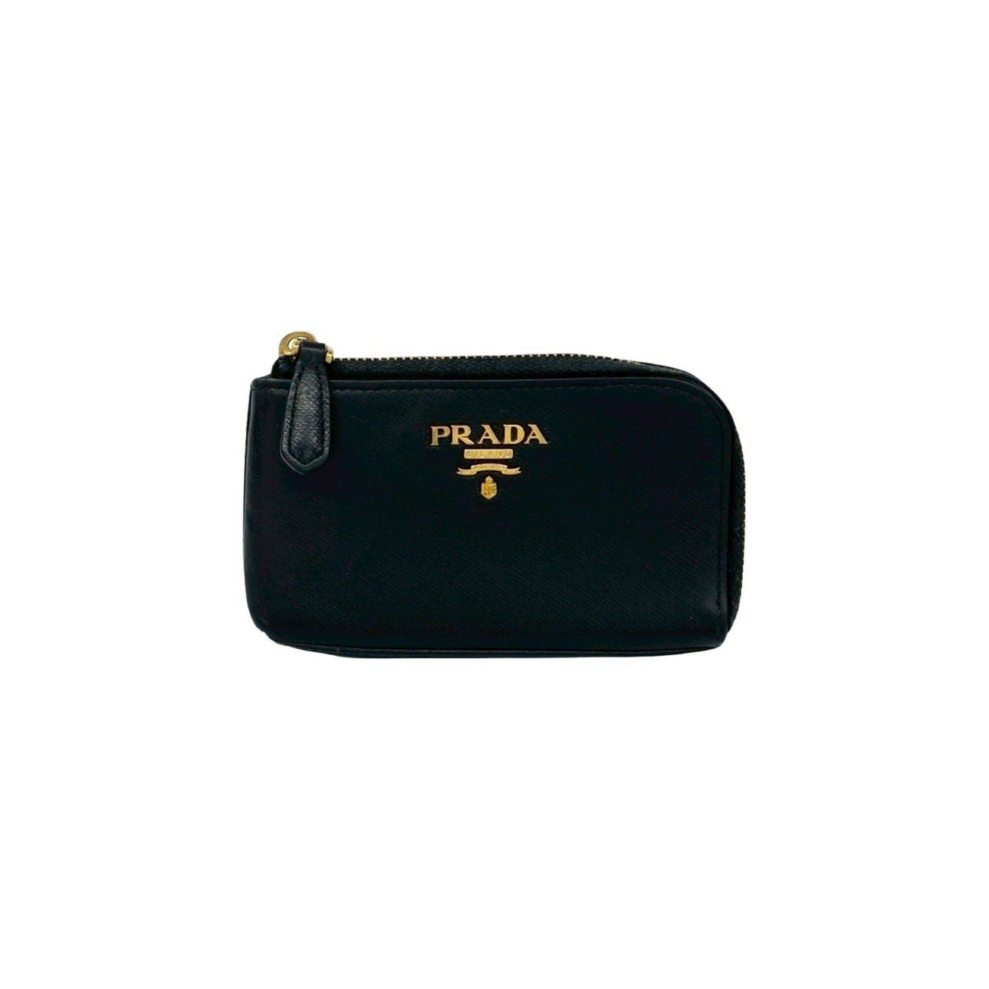 Prada PRADA Leather Wallet/Coin Purse with Logo Hardware, L-shaped Zipper, Black (Item No. 30147) Size ONE SIZE - 1 Thumbnail