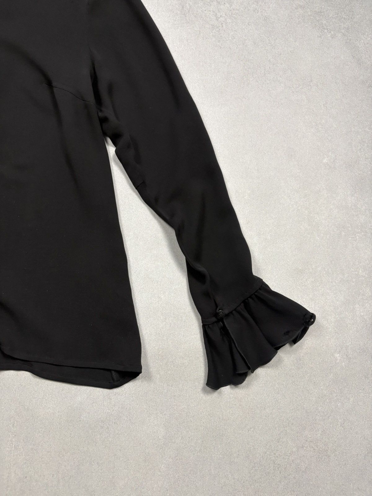 Escada Escada Black Silk Ruffle Blouse Vintage Luxury Womens Top 42 Size M / US 6-8 / IT 42-44 - 7 Thumbnail