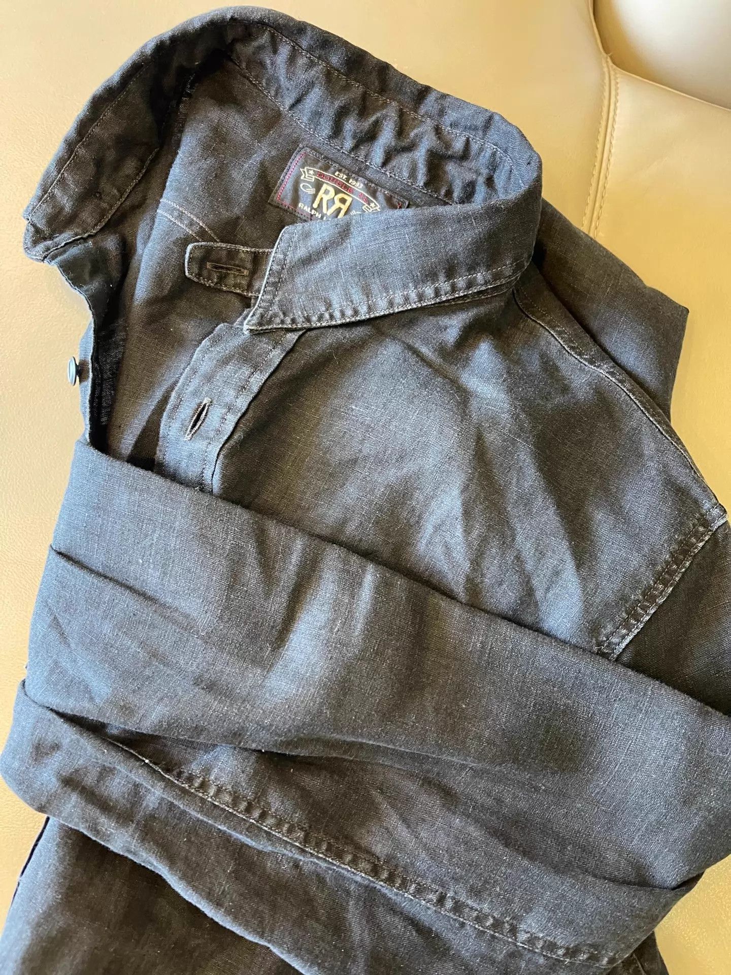 RRL Ralph Lauren RRL Cotton Linen Washed Black Shirts S Size US S / EU 44-46 / 1 - 5 Thumbnail