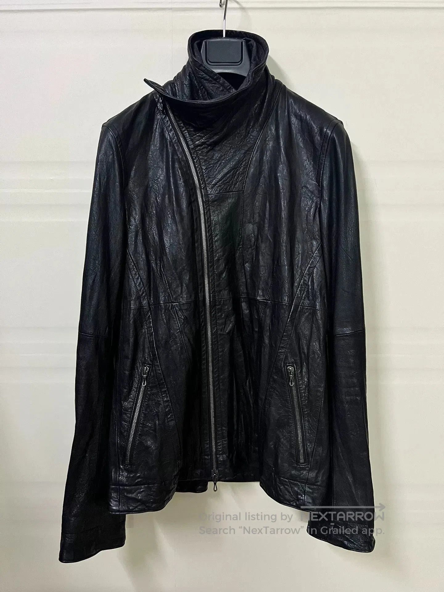 Julius Julius_7 Black High Neck Leather Jacket. Size US M / EU 48-50 / 2 - 2 Thumbnail