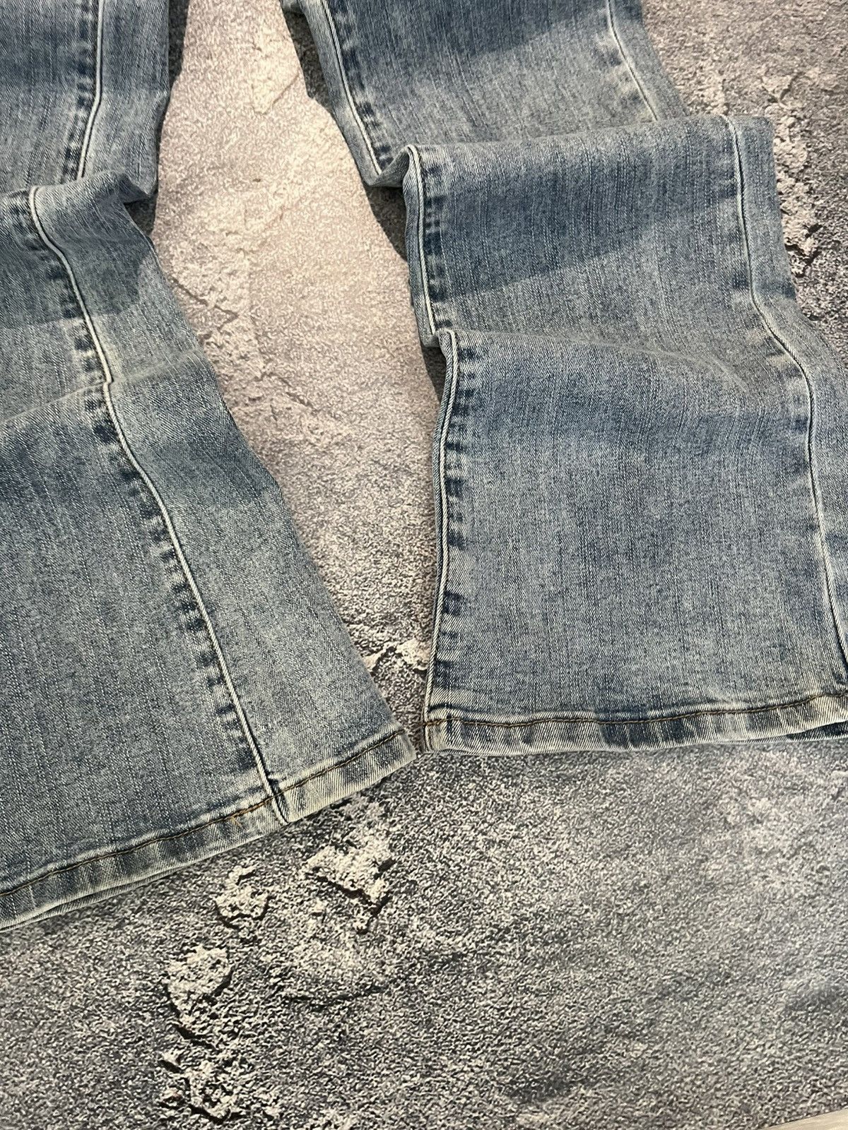 Japanese Brand RARE Archive Flared Destroyed Japanese Swag Jean Y2K Size US 29 - 4 Thumbnail