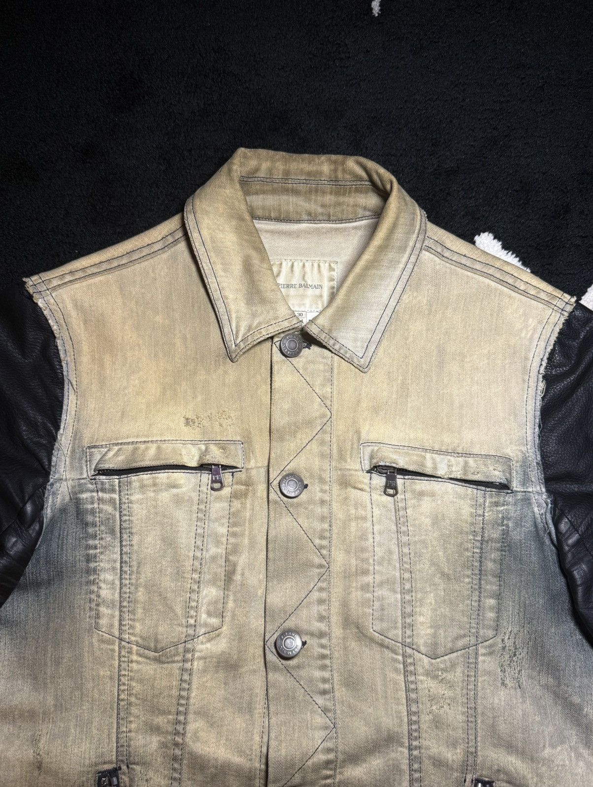 Balmain BALMAIN JACKET SS12 DECARNIN ERA LEATHER SLEEVE DENIM Size US M / EU 48-50 / 2 - 3 Thumbnail