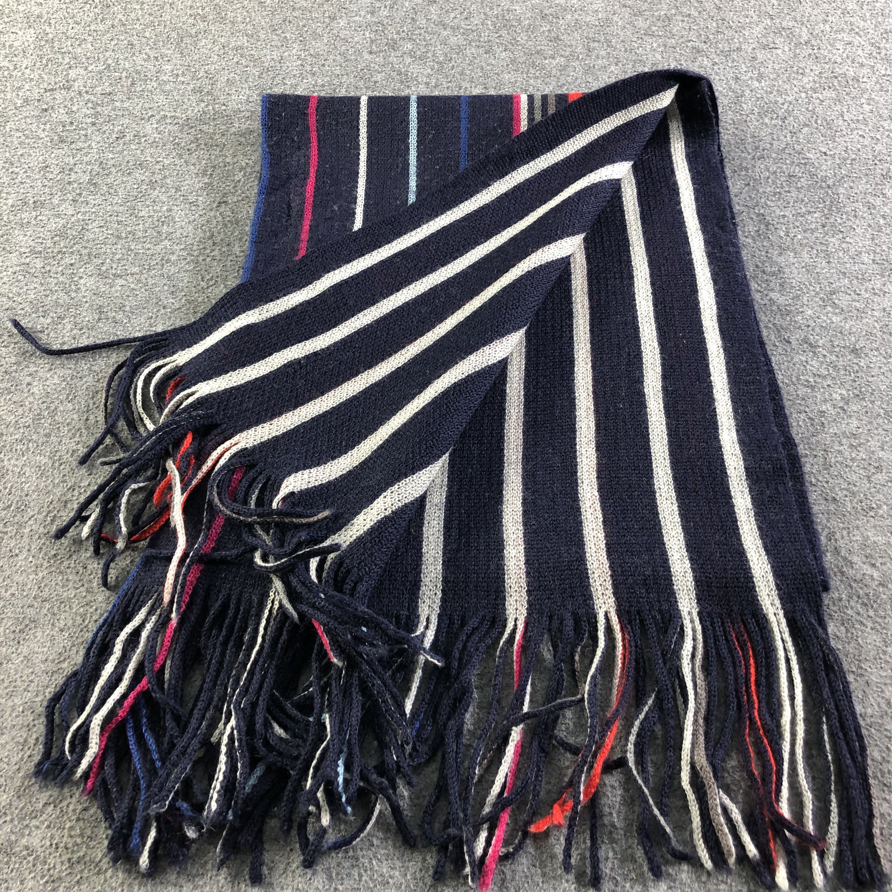 Takeo Kikuchi Takeo Kikuchi Striped Knit Wool Scarf Muffler V1859 Size ONE SIZE - 7 Thumbnail