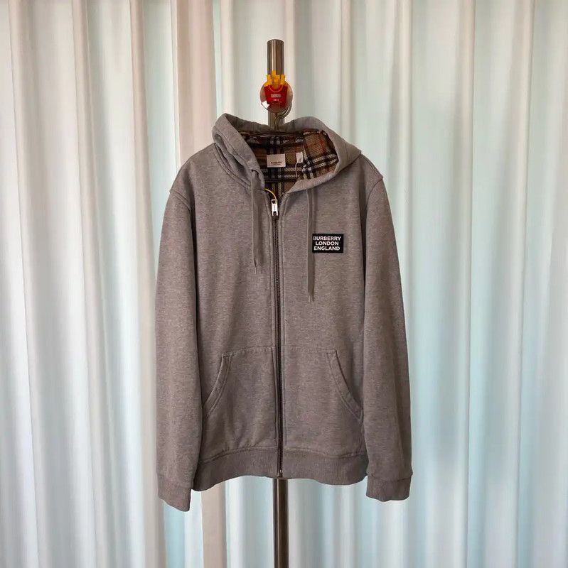 Burberry Burberry Gray Cotton Men's Hoodie Size US L / EU 52-54 / 3 - 1 Thumbnail