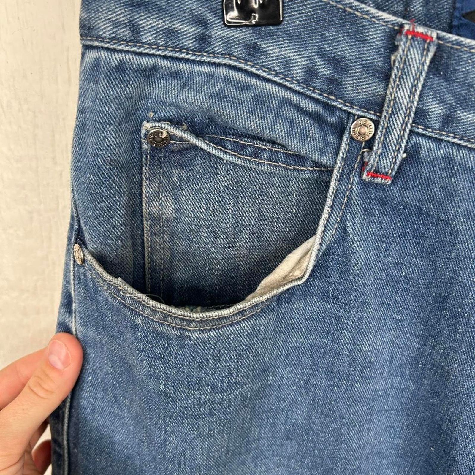 Other Vintage 90s Reliq Denim Heavy Weight Cargo Baggy Jeans 36x30 Size US 36 / EU 52 - 5 Thumbnail