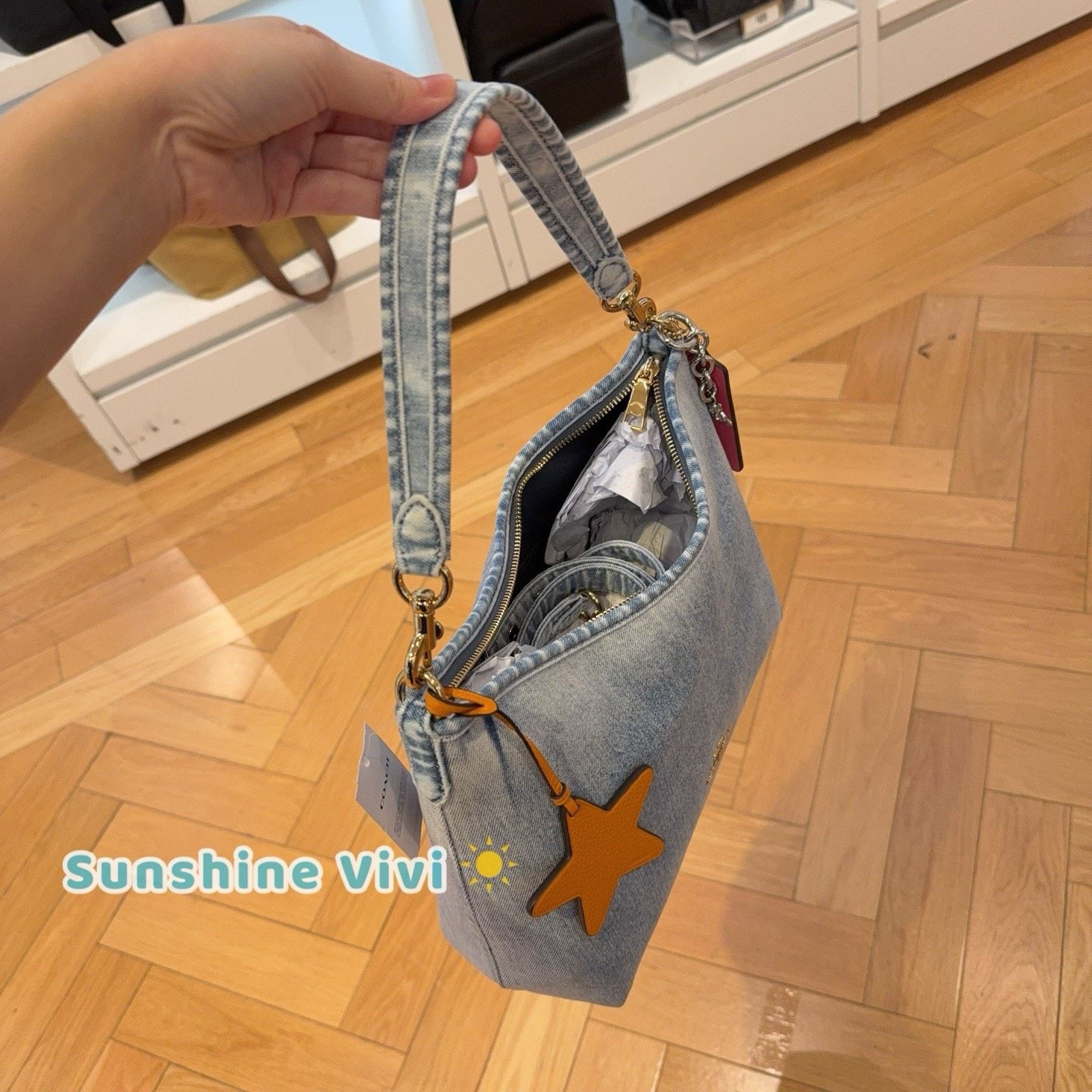 Coach NWT Coach CEF26 Laurel Shoulder Bag Loved Denim Charms Size ONE SIZE - 8 Thumbnail