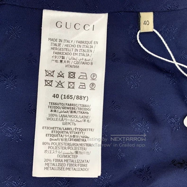 Gucci Gucci Dark blue checkerboard wool lapel single-breasted lo Size S / US 4 / IT 40 - 7 Thumbnail