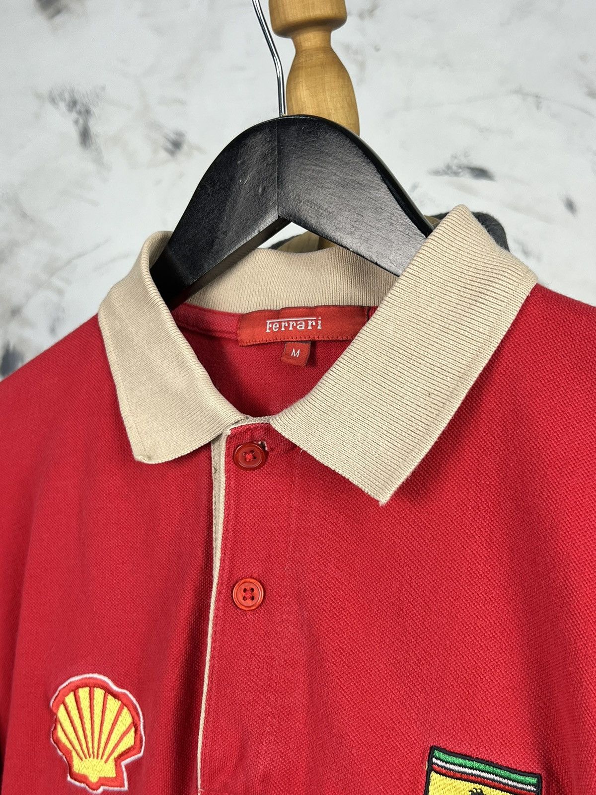 Ferrari Vintage Ferrari Shell Long Sleeve Polo Shirt Size M Size US M / EU 48-50 / 2 - 4 Thumbnail