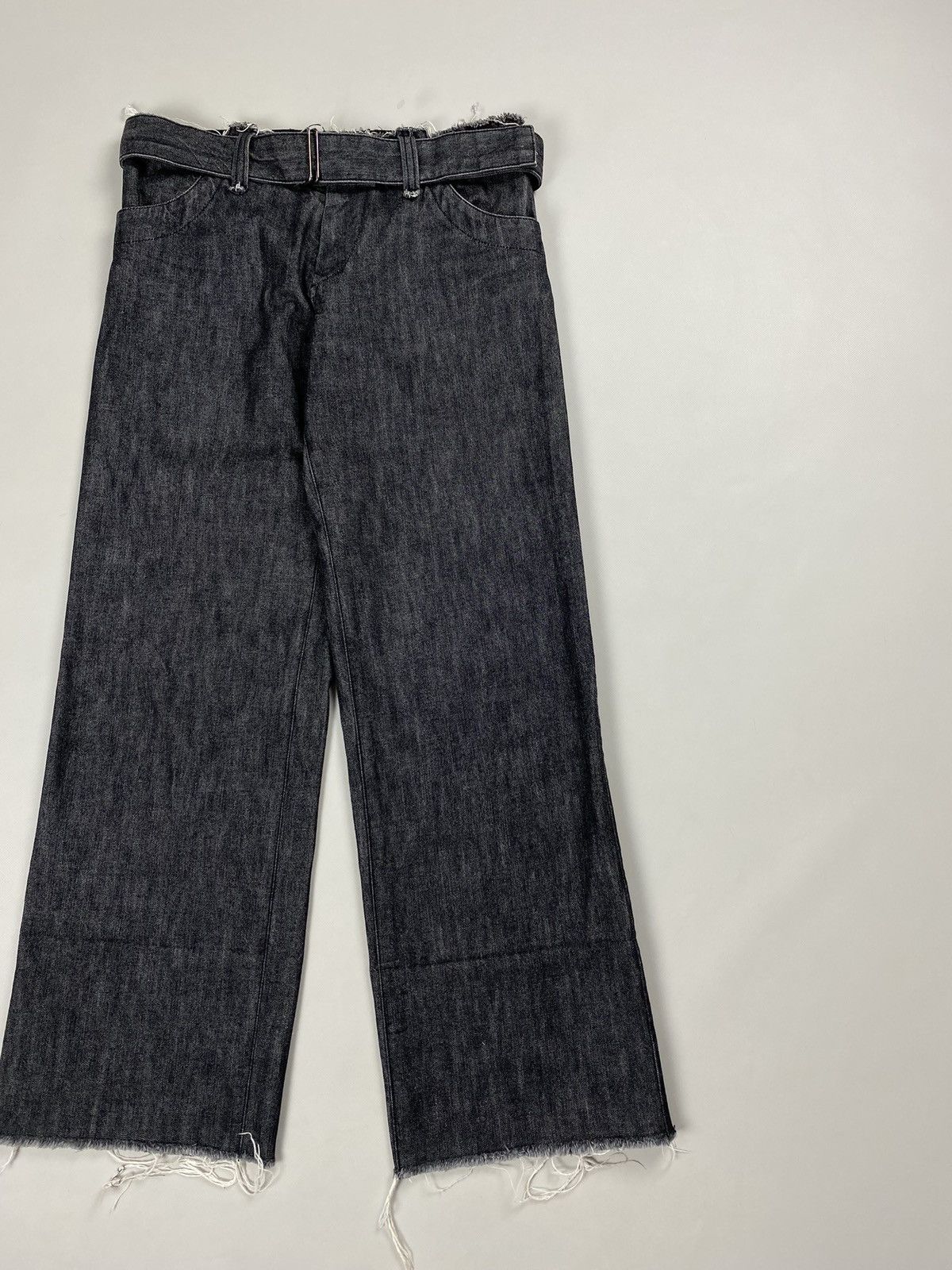 Yohji Yamamoto Yohji Yamamoto Femme Belted Wide Leg Low Rise Cut Jeans Size 26" / US 2 / IT 38 - 3 Thumbnail