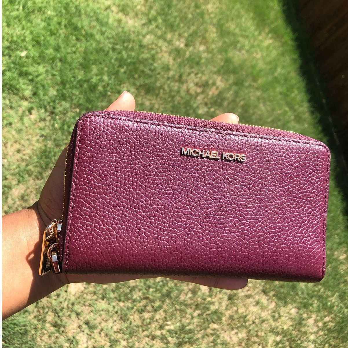 Michael Kors Michael Kors Large Flat Wallet/Wristlet Merlot Gold Tone Size ONE SIZE - 1 Thumbnail