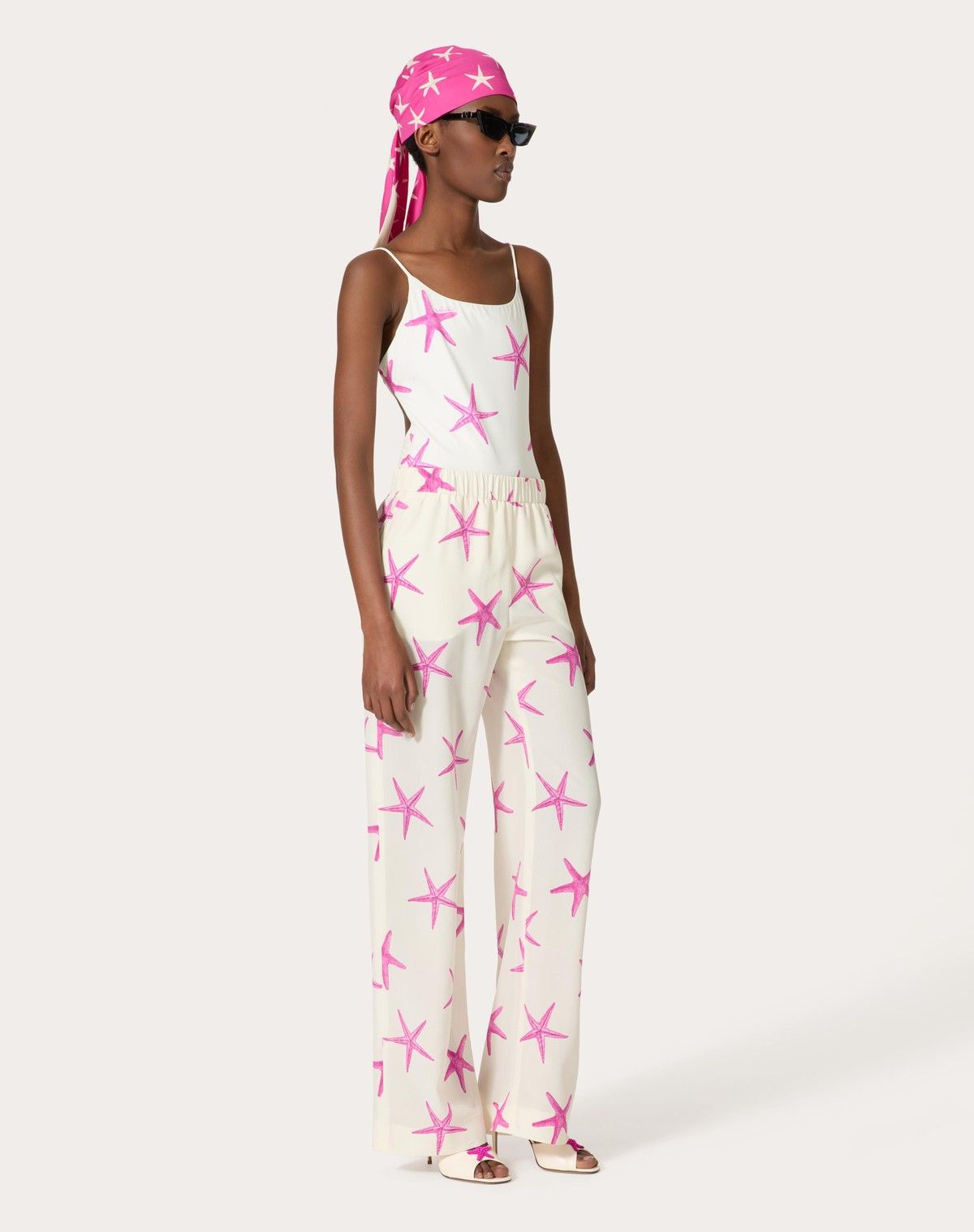 Valentino o1s1wg110525 Starfish Crepe De Chine Trousers in White Size 34" / US 12 / IT 48 - 4 Thumbnail