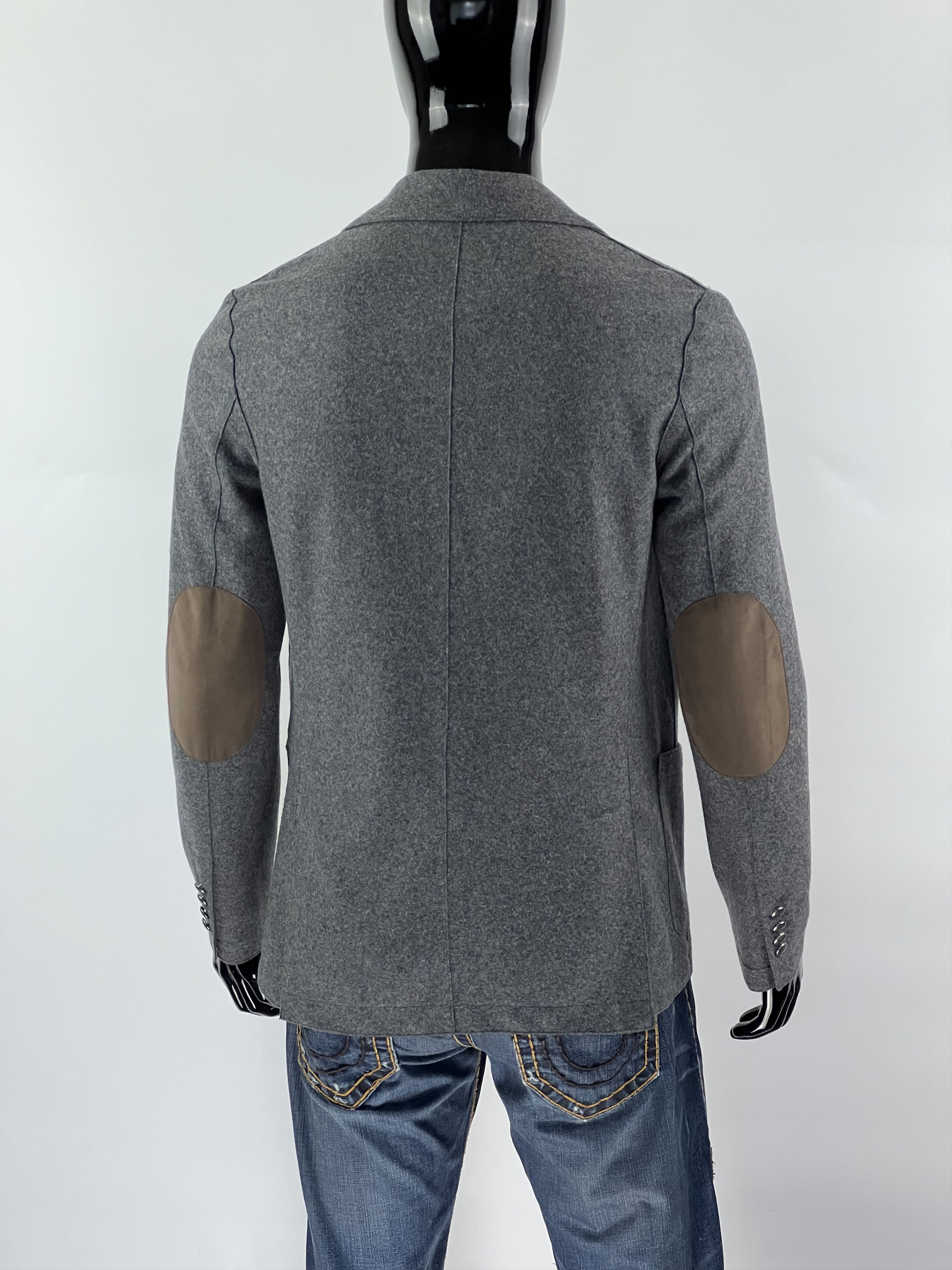 Eleventy Eleventy Men's Gray Wool Blazer Size 52 M/L Suede Details Size 52R - 3 Thumbnail