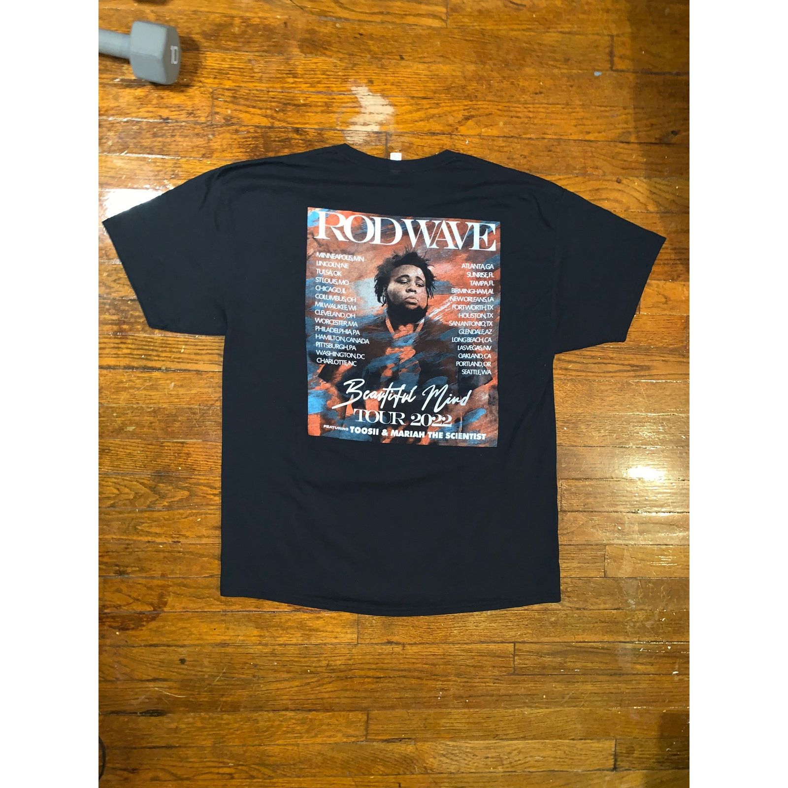 Jerzees Rod Wave Beautiful Mind Tour T Shirt 2022 Rap Tee Black XL Size US XL / EU 56 / 4 - 7 Thumbnail