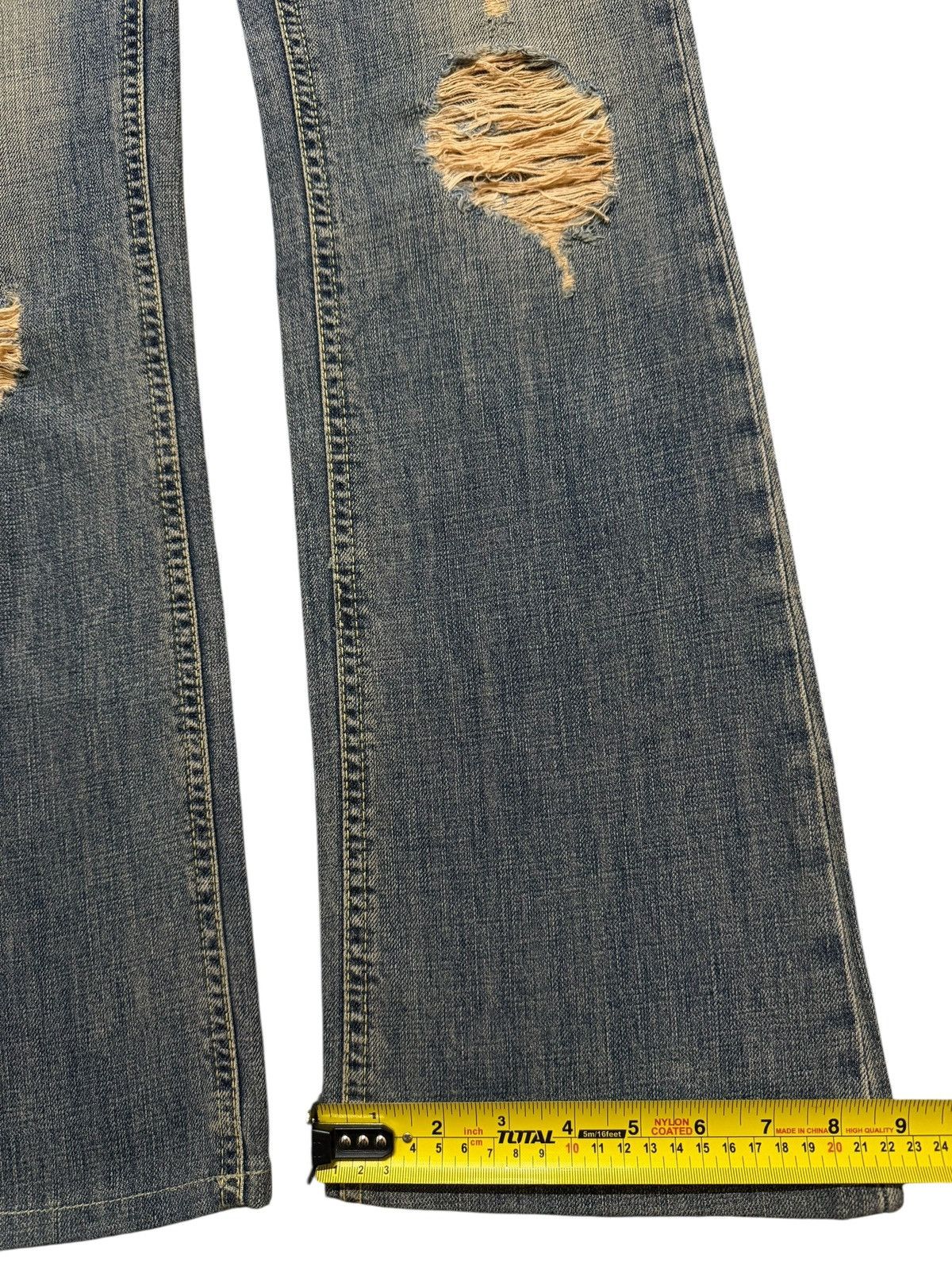 Hysteric Glamour Vintage Y2K Japanese Brand Faded Wash Ripped Wide Leg Flare Size 30" / US 8 / IT 44 - 13 Thumbnail