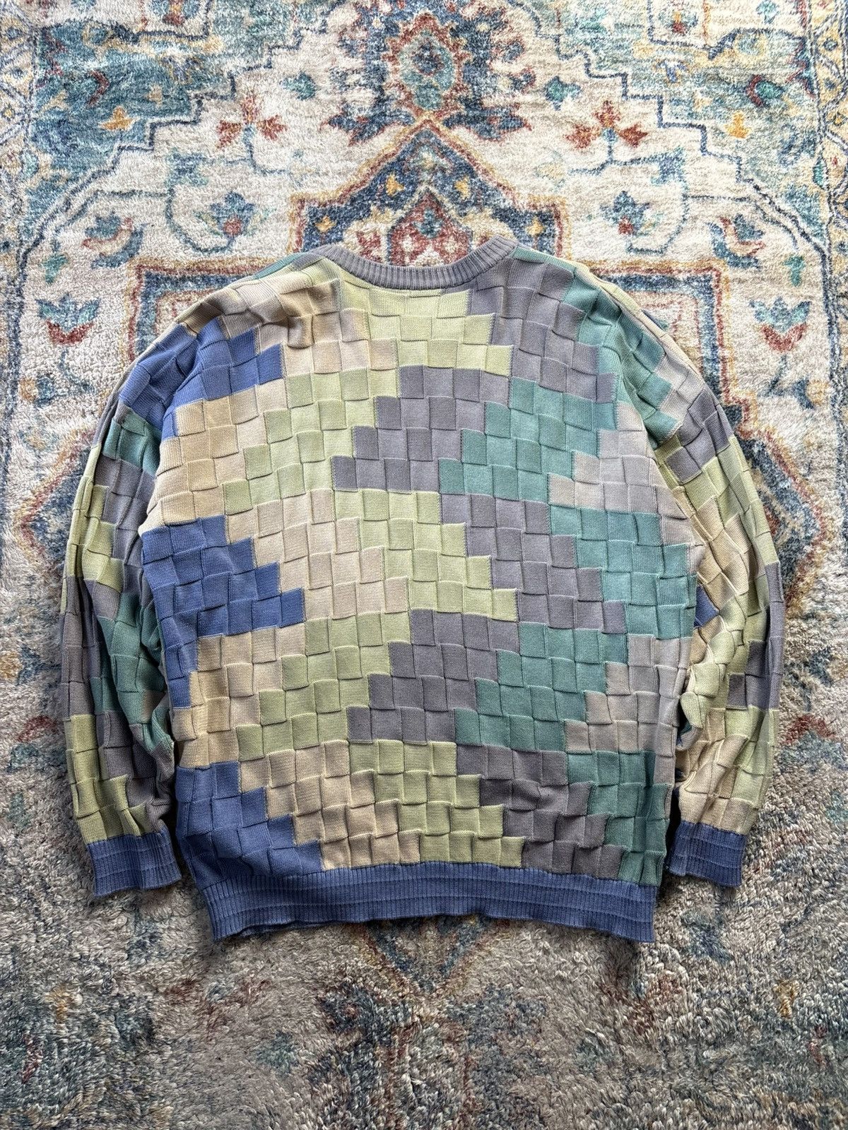Vintage Vintage Colour Blocking Textured Pullover Sweater Size XL Size US XL / EU 56 / 4 - 2 Thumbnail