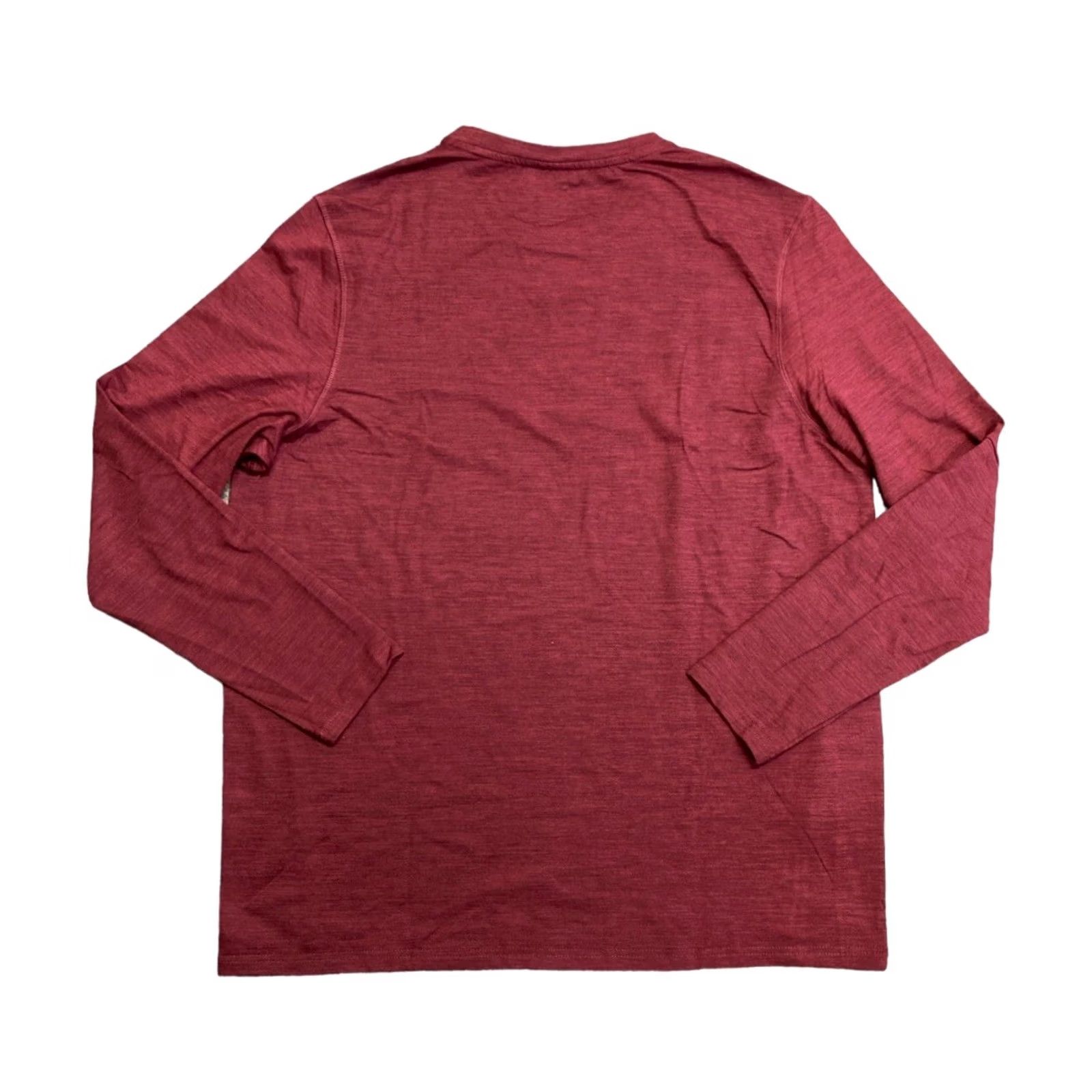 Vintage Member's Mark Men’s Long Sleeve Crew Neck T-Shirt Bordeaux/red wine 2XL Soft Brushed Fabric Stretch Tech Zip Pocket NWT Size US XXL / EU 58 / 5 - 3 Thumbnail