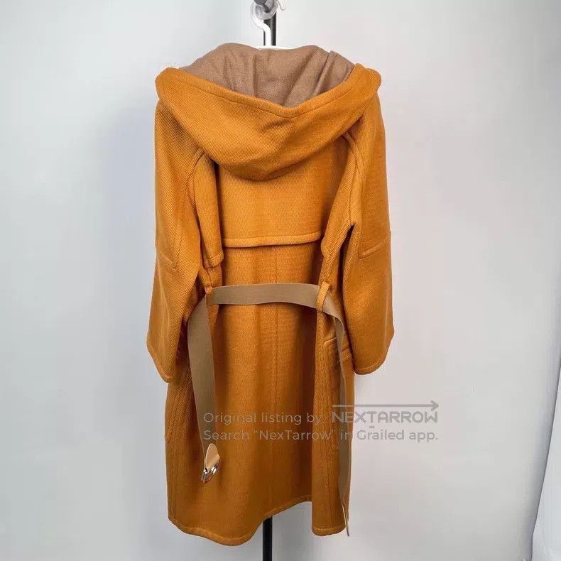Hermes Hermes Orange Cashmere Hooded Belted Long Sleeve Coat Size XXS / US 00 / IT 34 - 2 Thumbnail