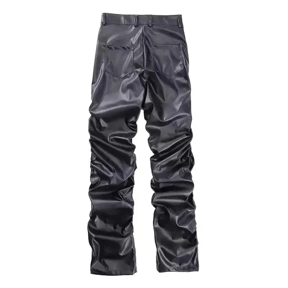 Vintage Punk Warped Waxed Leather Baggy Pants Size US 34 / EU 50 - 5 Thumbnail