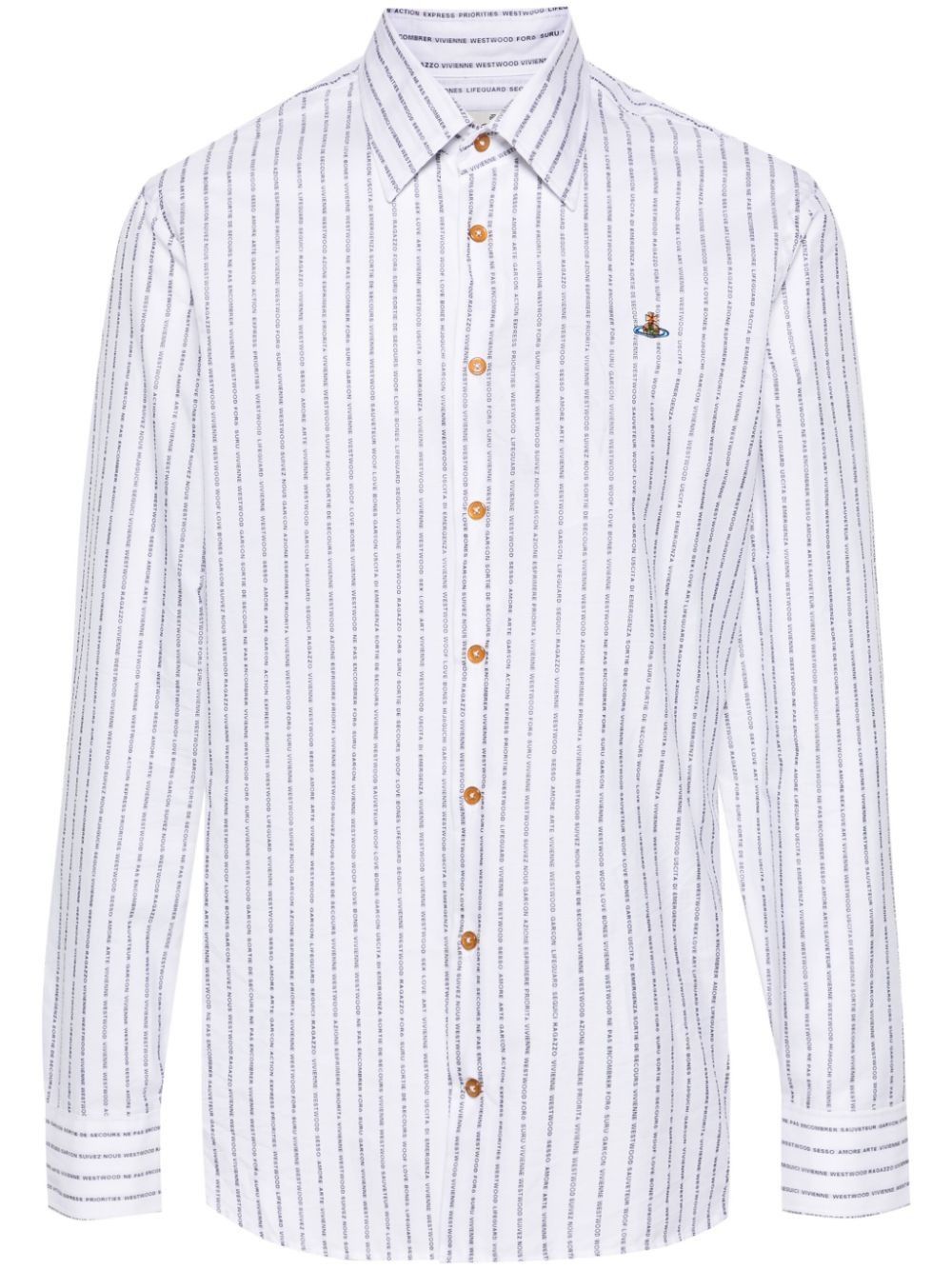 Vivienne Westwood o1y0525 Logo Patterned Shirt in White/Black Size US M / EU 48-50 / 2 - 1 Thumbnail