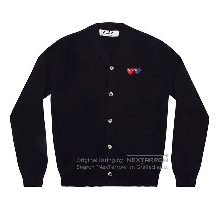 Comme des Garcons Comme Des Garcons Red heart double heart cardigan deep blu Size US M / EU 48-50 / 2 - 1 Thumbnail