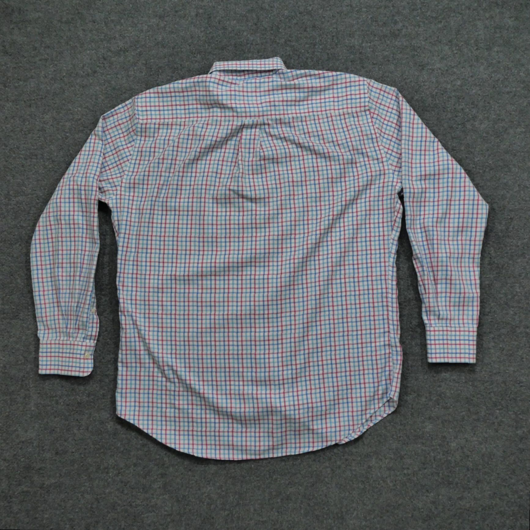 Peter Millar Peter Millar Shirt Mens Large Blue Red Plaid Button Up Long Sleeve Nanoluxe Knit Cotton Casual Classic Preppy Logo Mens Size US L / EU 52-54 / 3 - 7 Thumbnail
