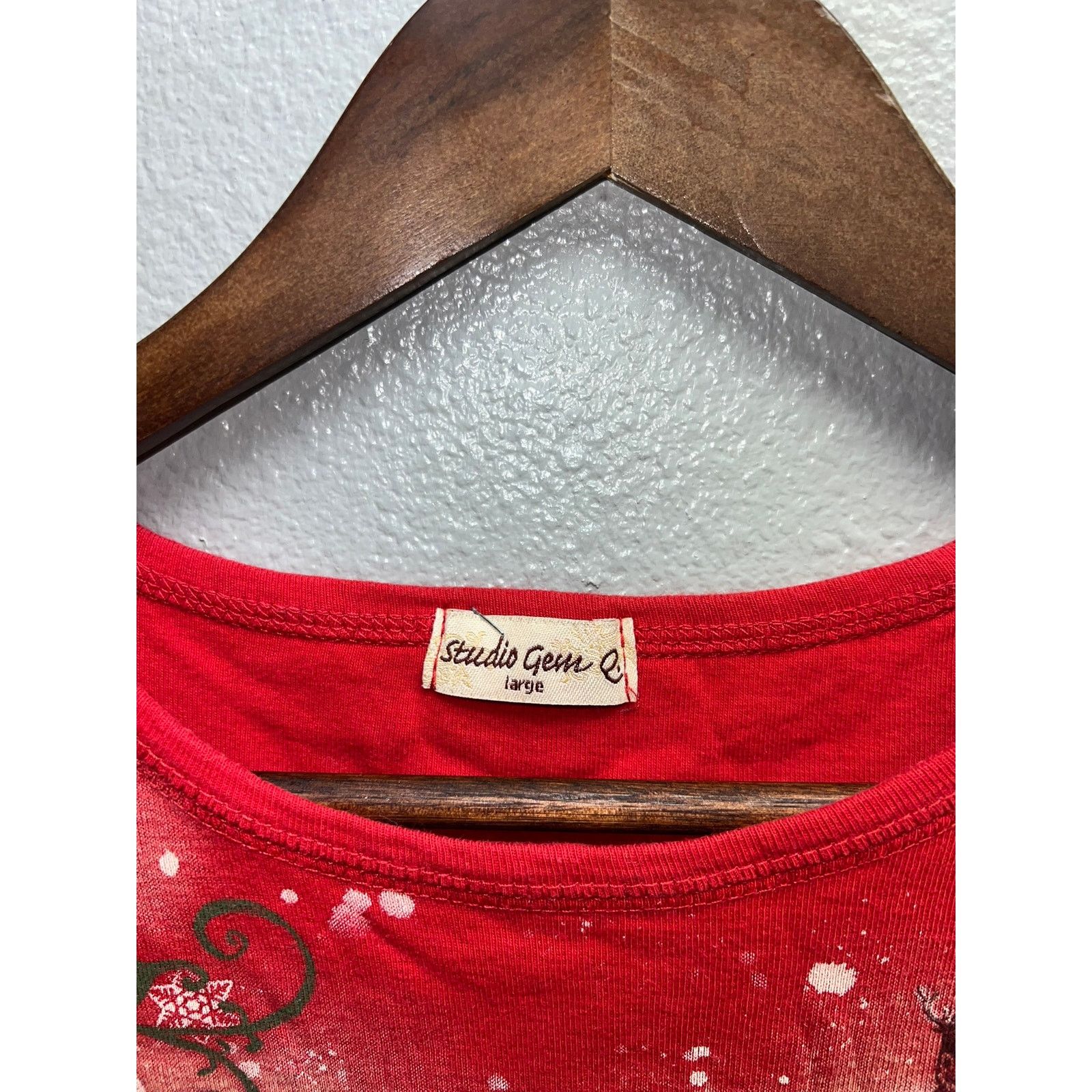 Vintage Womens Studio Gem Christmas Shirt Long Sleeve Top Red Tee L Size L / US 10 / IT 46 - 5 Thumbnail