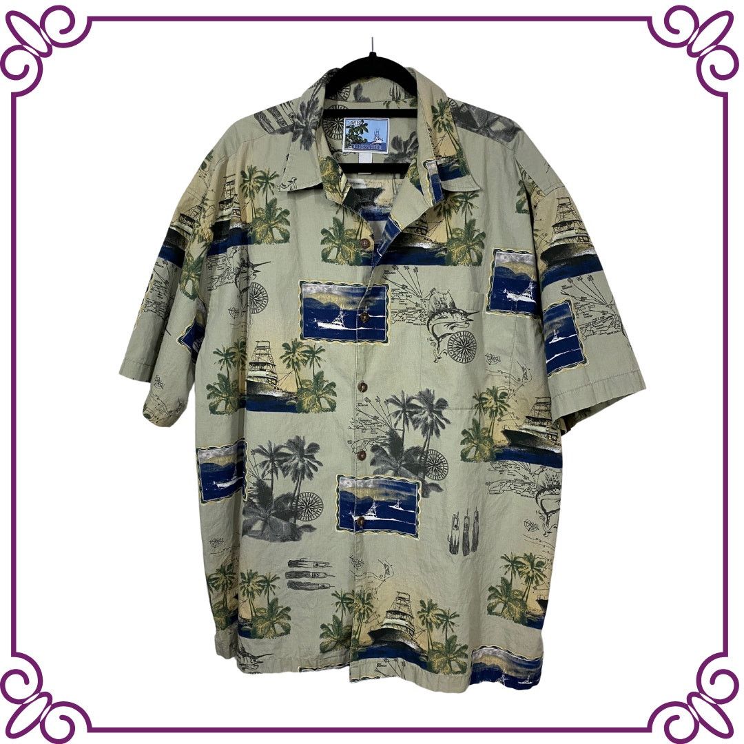Other AFTCO Bluewater Hawaiian Nautical Cotton Camp Shirt 2XL Size US XXL / EU 58 / 5 - 1 Thumbnail