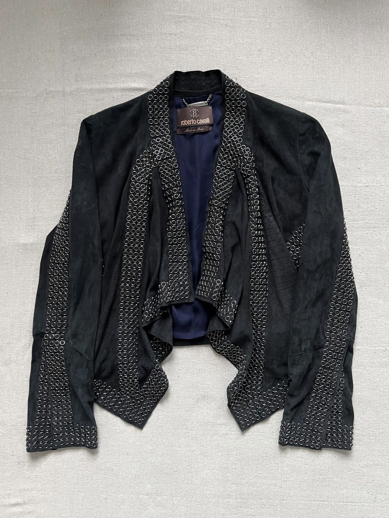 Roberto Cavalli AWO9 Runway Draped Suede Studded Leather Jacket Size M / US 6-8 / IT 42-44 - 1 Thumbnail