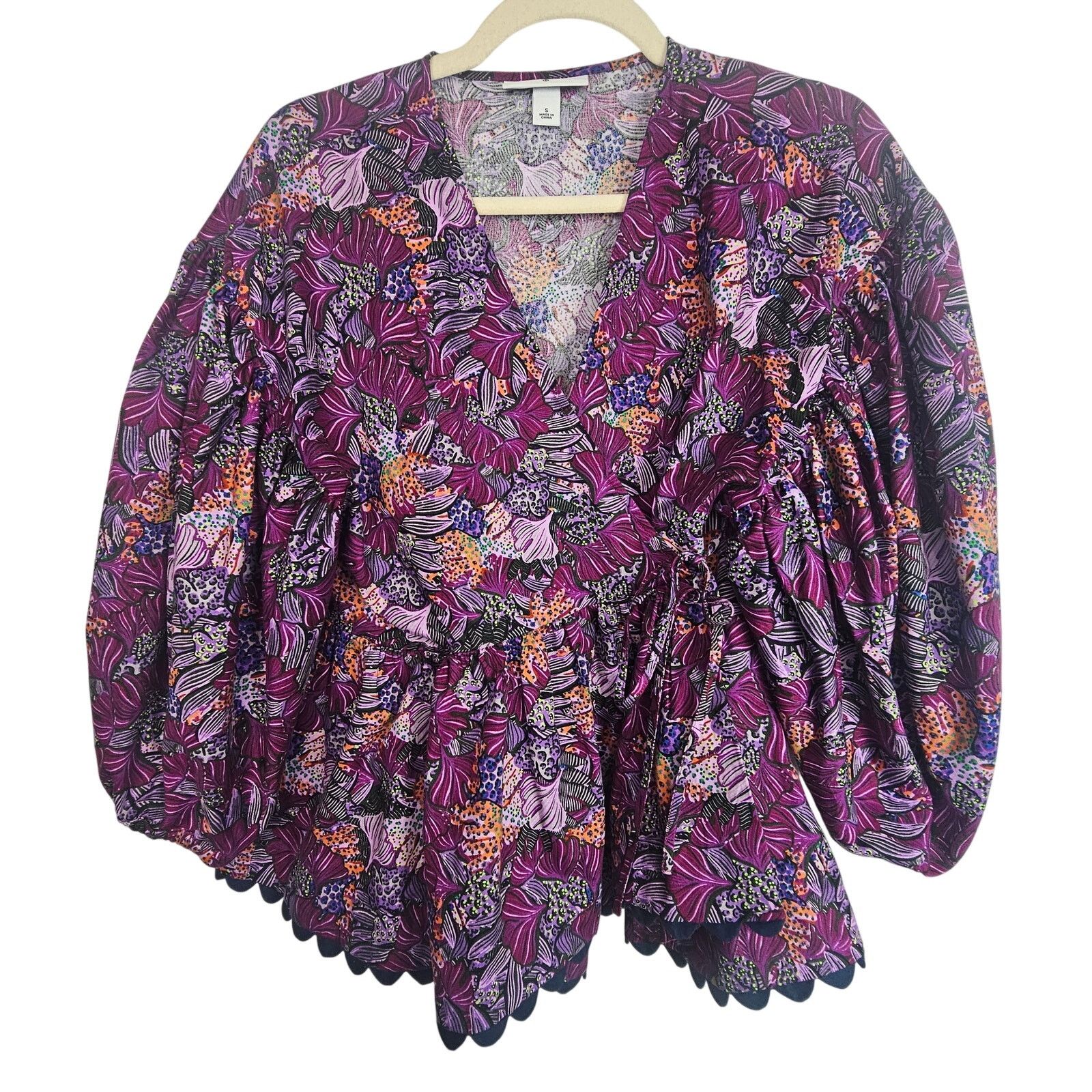 Target Basics Kika Vargas x Target Purple Coral Reef Scallop Edge Wrap Top Size S / US 4 / IT 40 - 2 Thumbnail