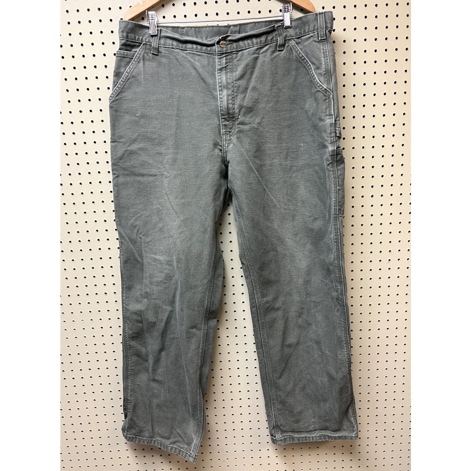 Carhartt Carhartt Jeans - Mens Regular 39x34 Carhartt Original Loose Fit Green Denim Straight Jeans Mens 39 Inseam 34 Cotton Button Zip NMX Size US 39 - 2 Thumbnail