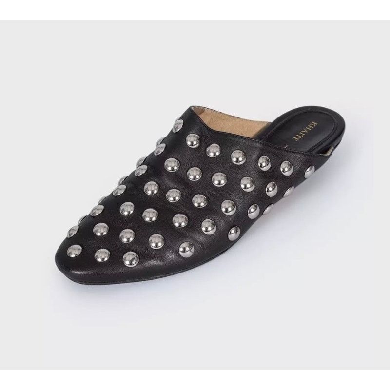 KHAITE Khaite The Otto Black Leather Clogs - Size 38.5 Size US 8.5 / IT 38.5 - 2 Thumbnail