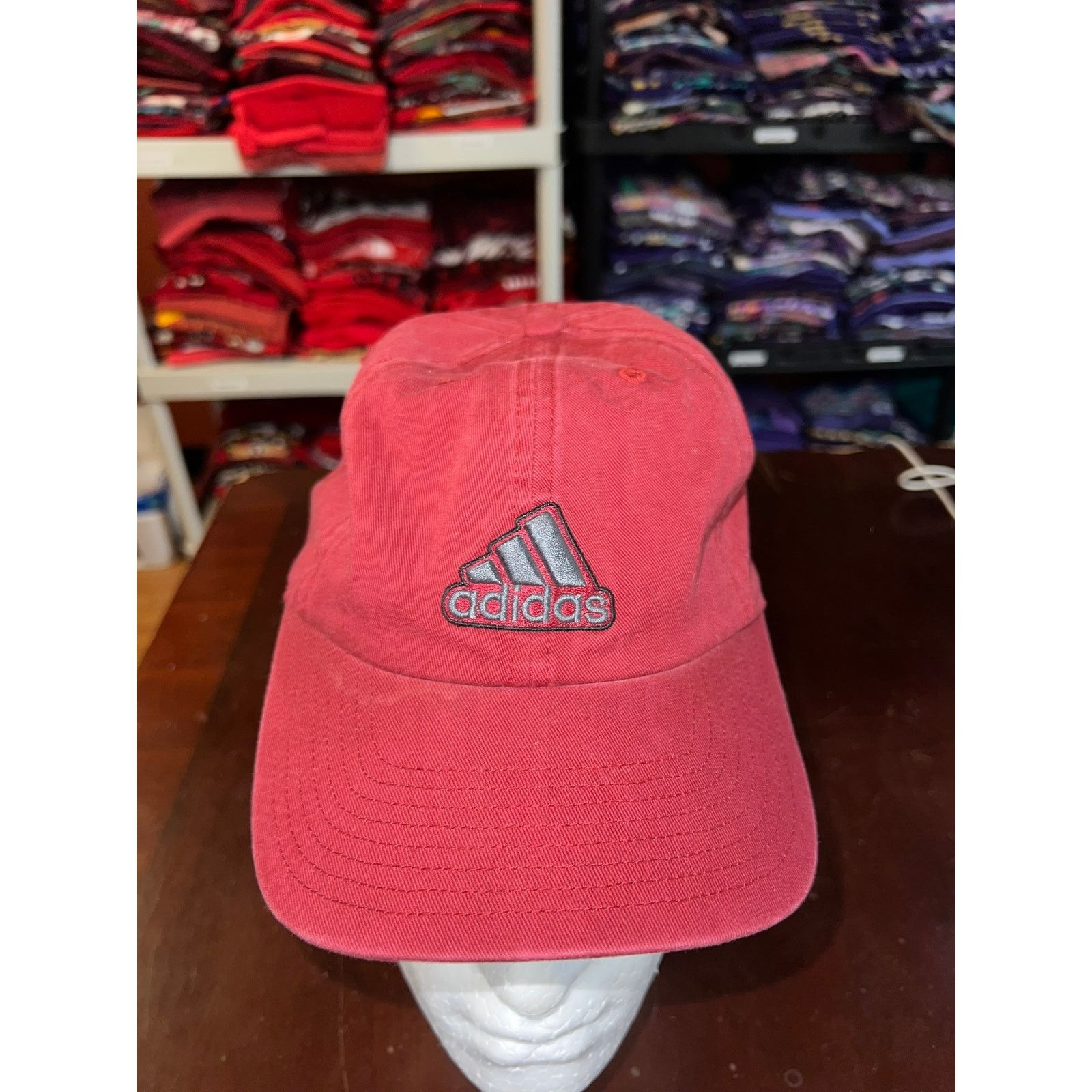 Adidas Vintage Adidas Hat 3 Stripes Red Gray Cap Headwear Climalite Size ONE SIZE - 1 Thumbnail
