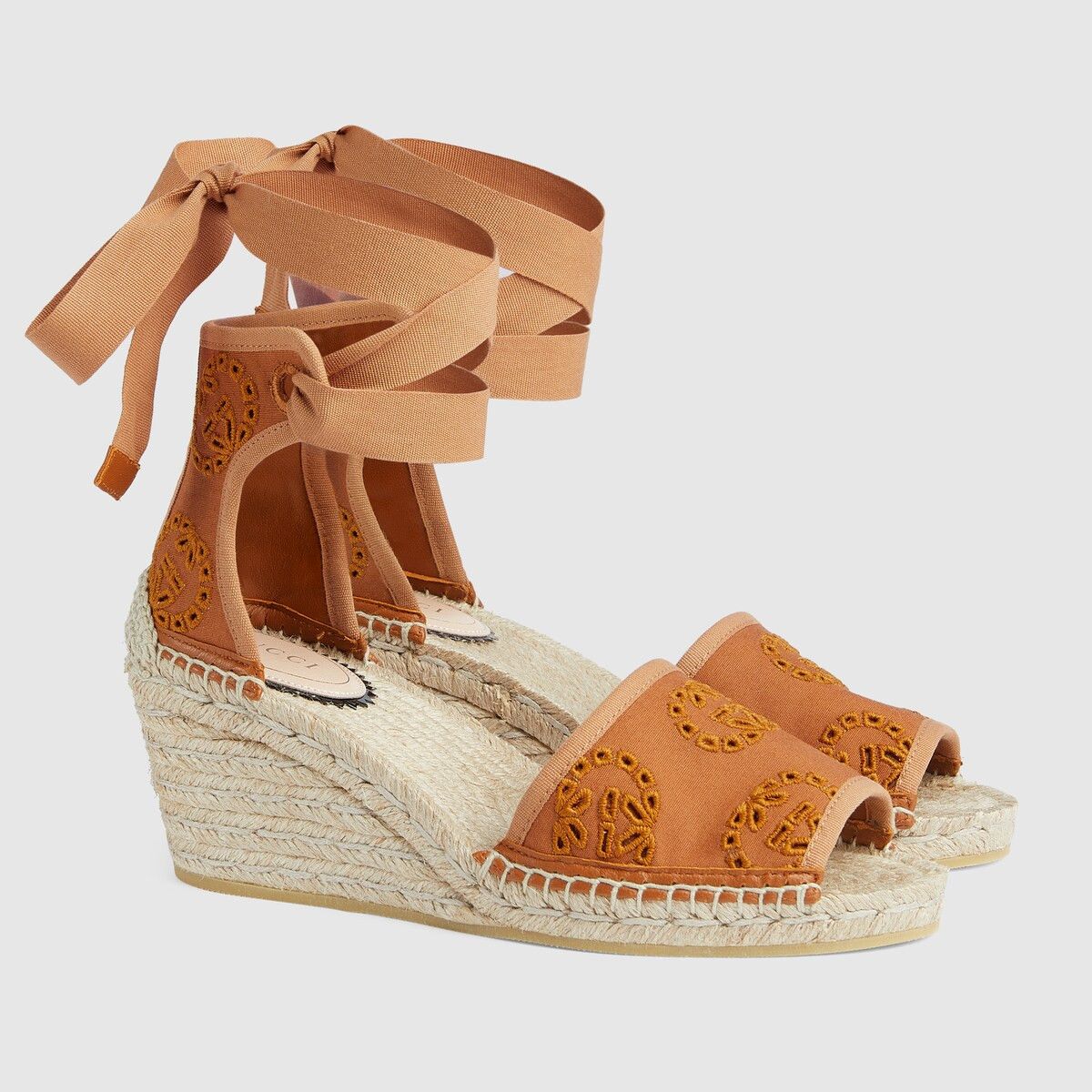 Gucci 38.5eu 8.5 US Gucci Canvas GG Espadrille Wedge Sandals Brown Size US 8.5 / IT 38.5 - 1 Thumbnail