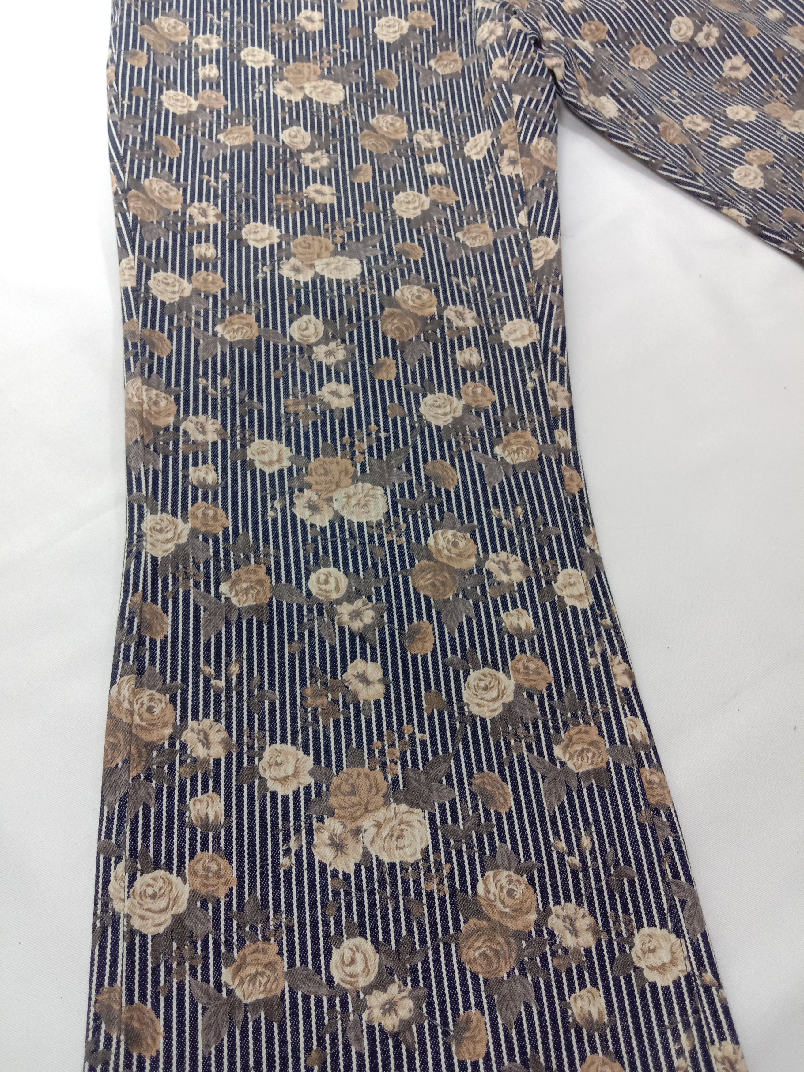 Japanese Brand Vintage Japanese Art Striped Full Printed Floral Flare Jeans Size US 30 / EU 46 - 10 Thumbnail