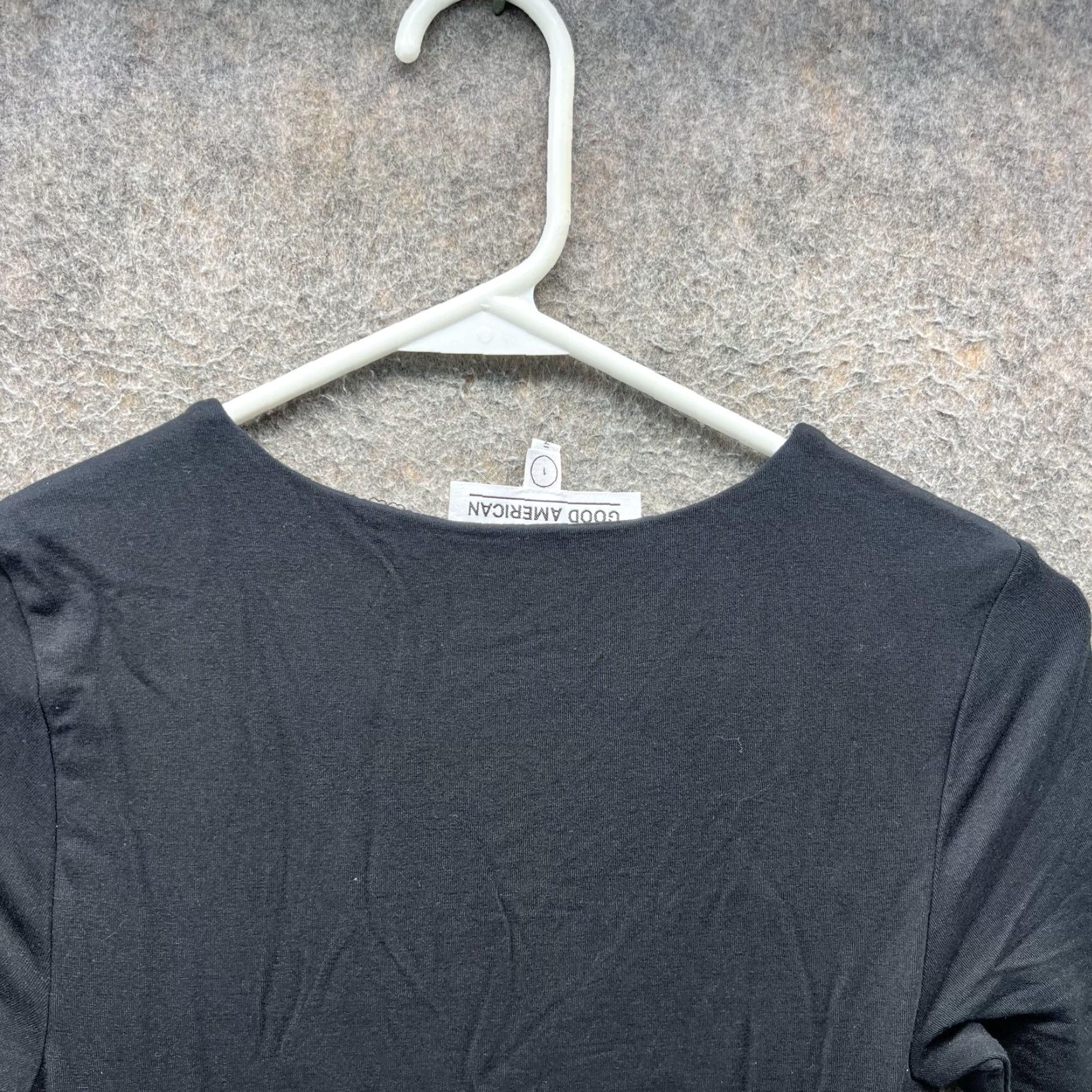 Good American Good American Dress Womens 1 Black Ruched V Neck Jersey Bodycon Knee Length Dress Size XS / US 0-2 / IT 36-38 - 3 Thumbnail