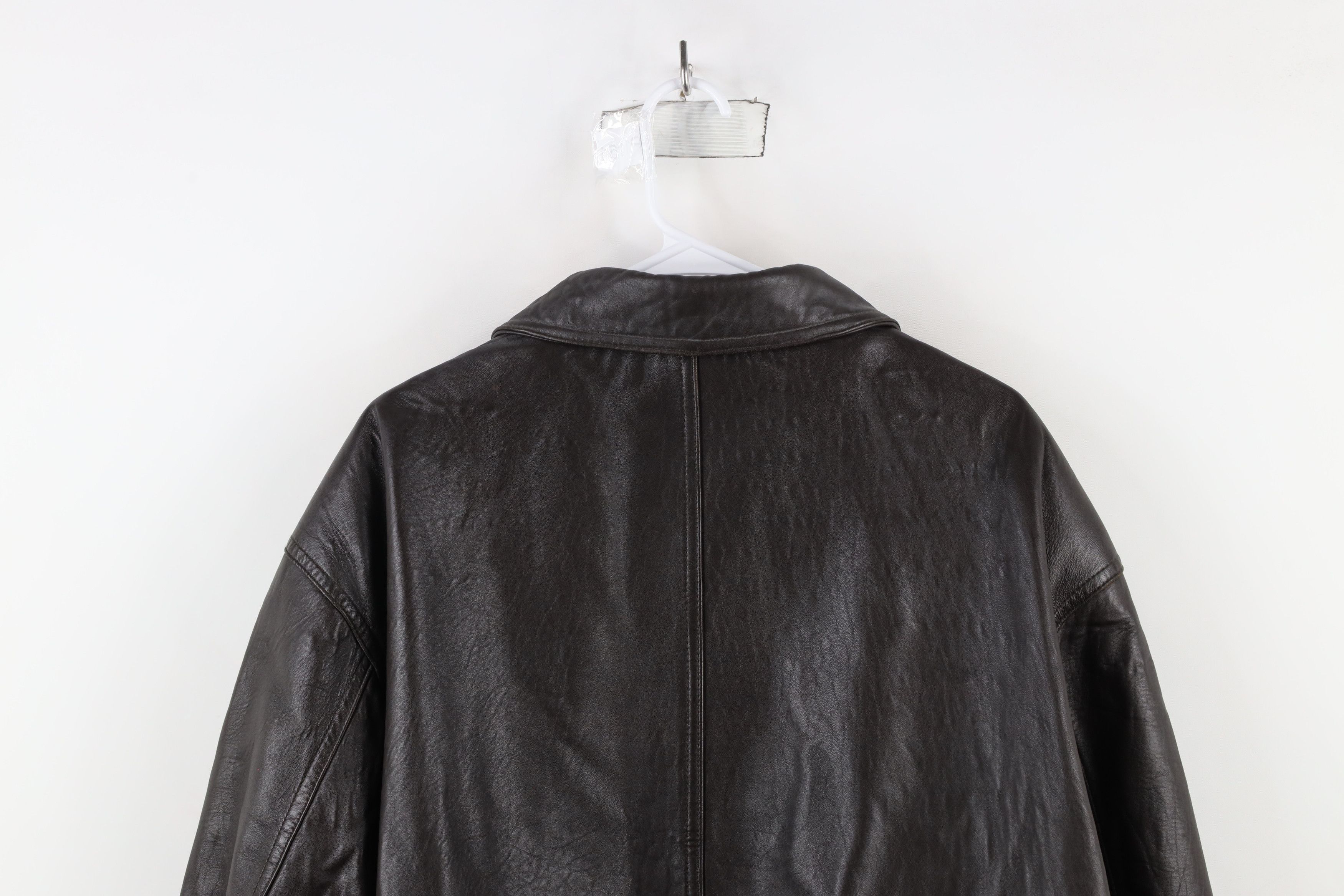 Vintage Vintage 90s Streetwear Leather Flight Bomber Jacket Brown Size US XL / EU 56 / 4 - 14 Thumbnail