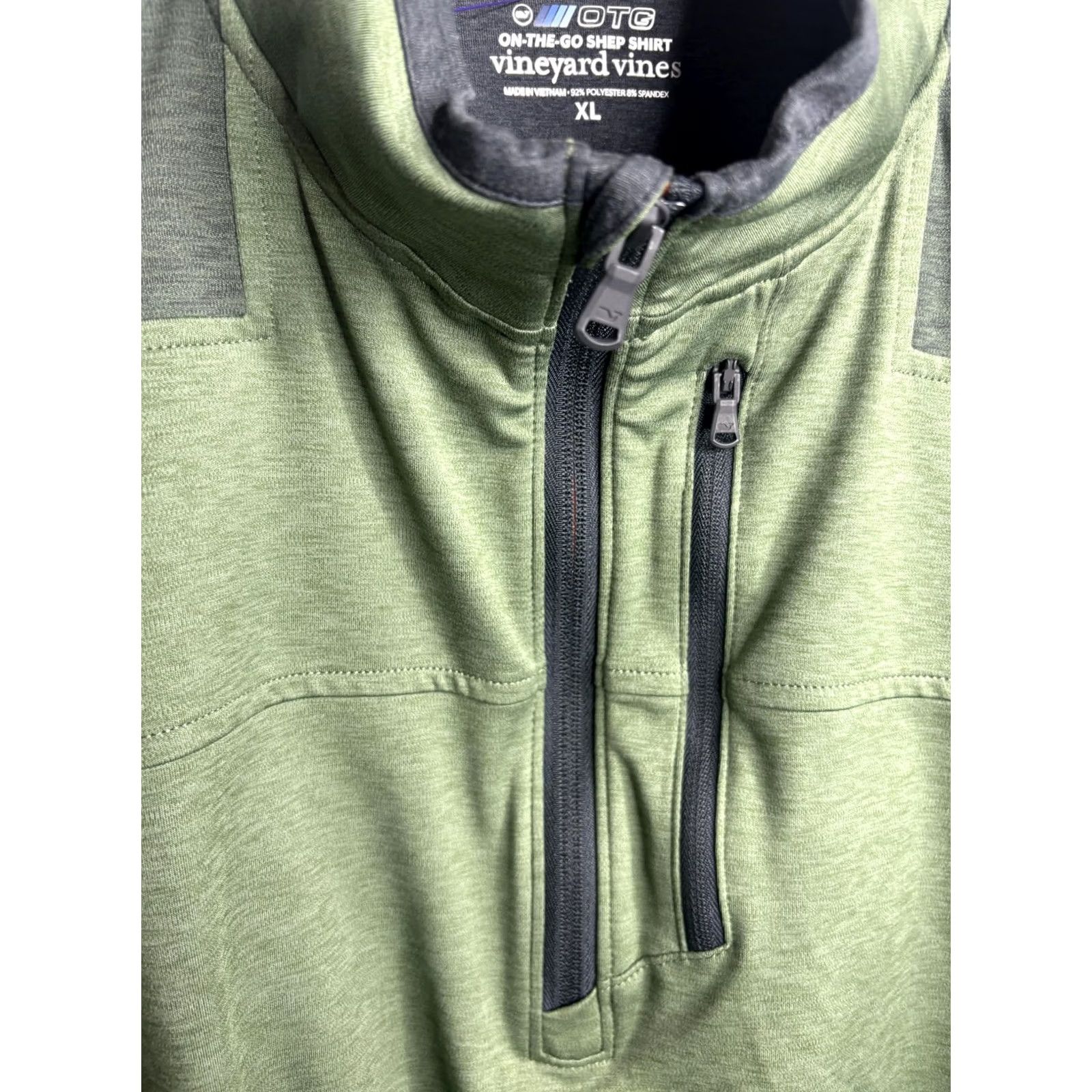 Vineyard Vines Vineyard Vines Pullover Mens XL Green On-The-Go Shep Shirt Quarter Zip Stretch Size US XL / EU 56 / 4 - 4 Thumbnail