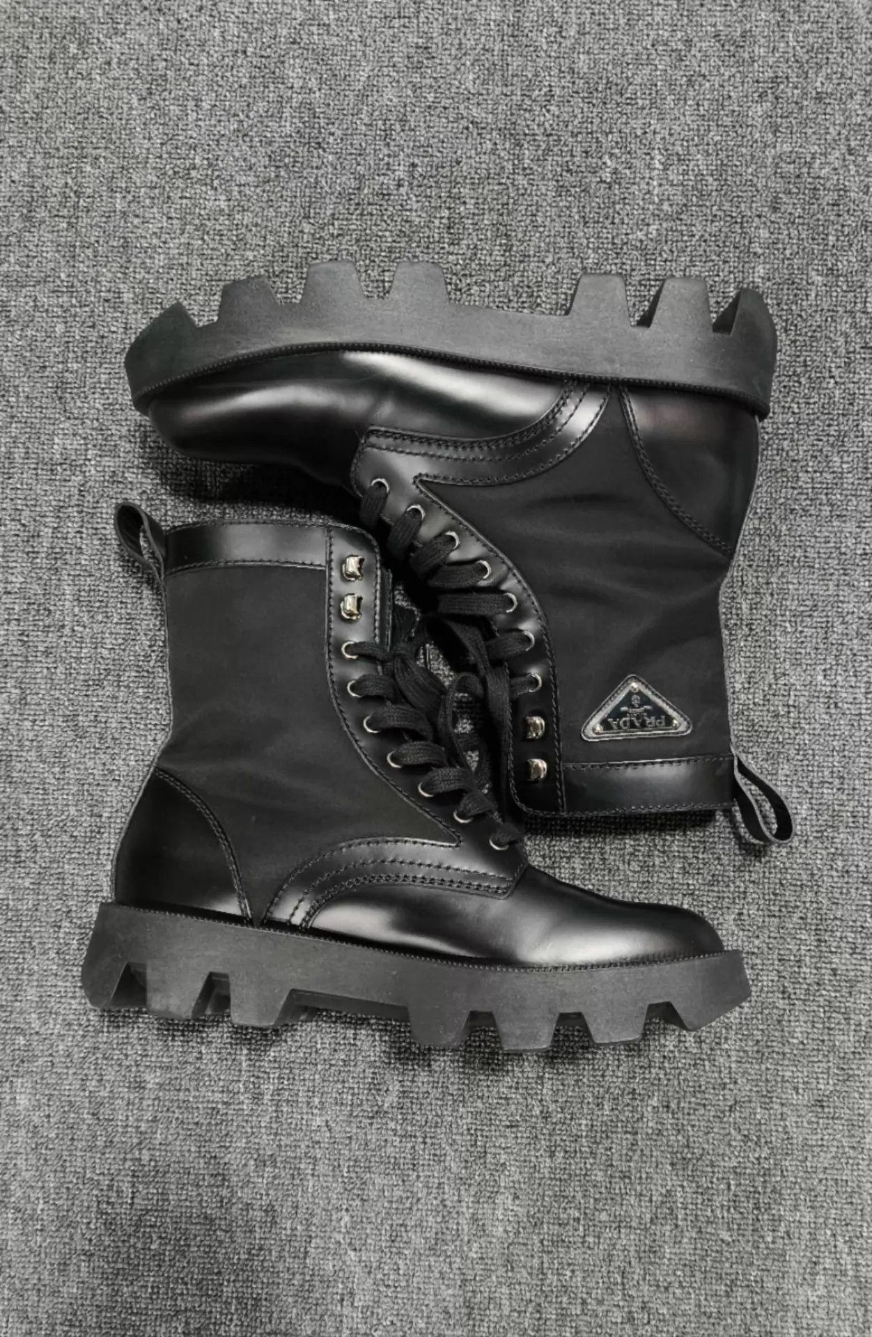 Prada PRADA black triangle logo martin boots 42.5 Size US 9.5 / EU 42-43 - 3 Thumbnail