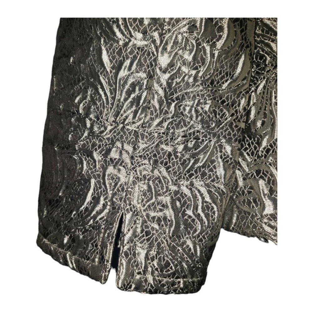 Designer CT1576 Ethyl Metallic and Black Evening Floral Zip Jacket S Size S / US 4 / IT 40 - 9 Thumbnail