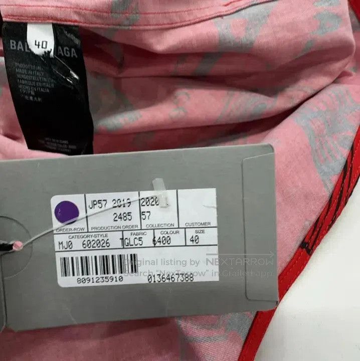Balenciaga Balenciaga Classic Red Print Short Sleeve Shirt. Size US M / EU 48-50 / 2 - 6 Thumbnail
