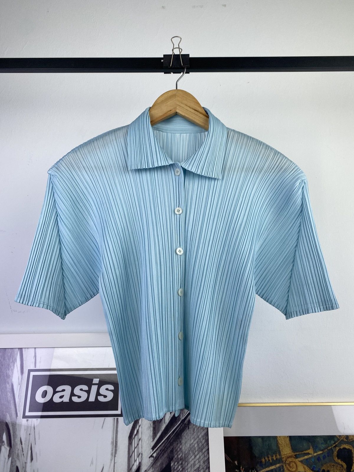 Pleats Please Issey Miyake Issey Miyake Pleats Please Baby Blue Button up Blouson Size US M / EU 48-50 / 2 - 1 Thumbnail