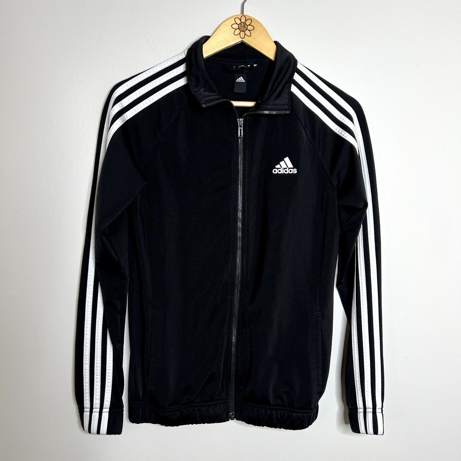 Adidas Adidas Black Striped Athletic Zip Track Jacket Size S / US 4 / IT 40 - 4 Thumbnail