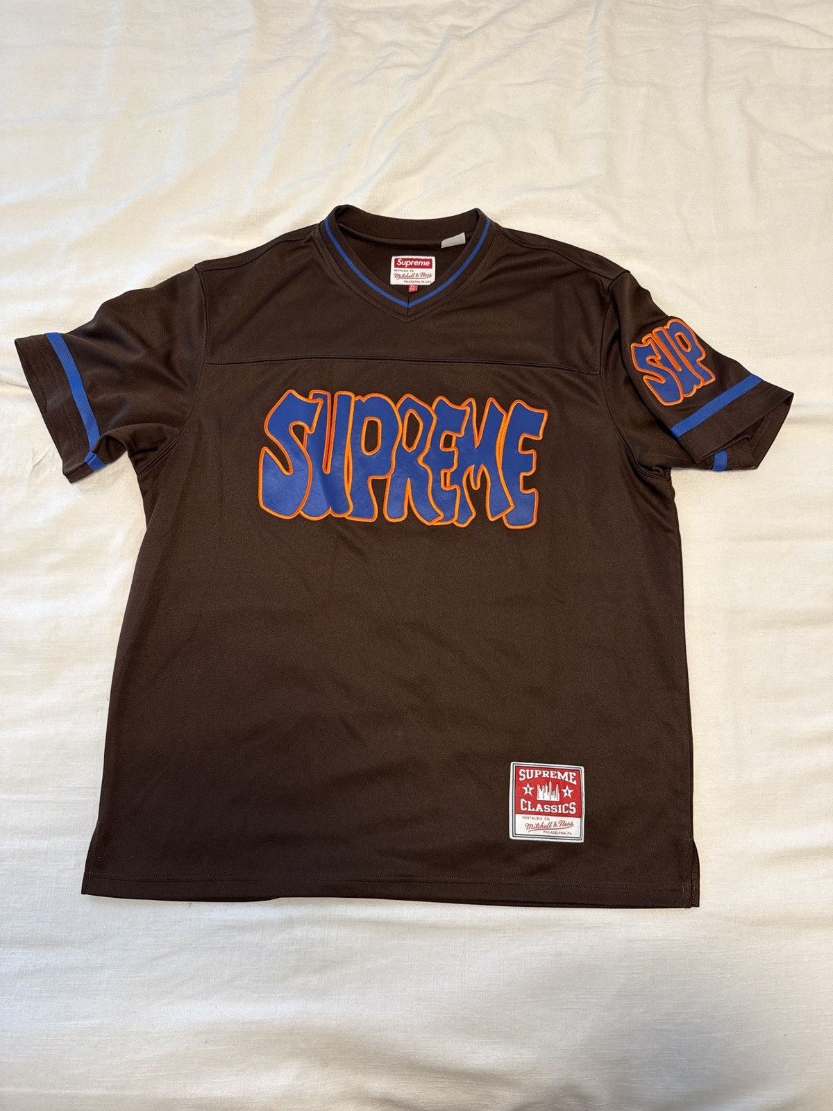 Brown Supreme Mitchell And Ness Jersey Supreme Jacquard Rib