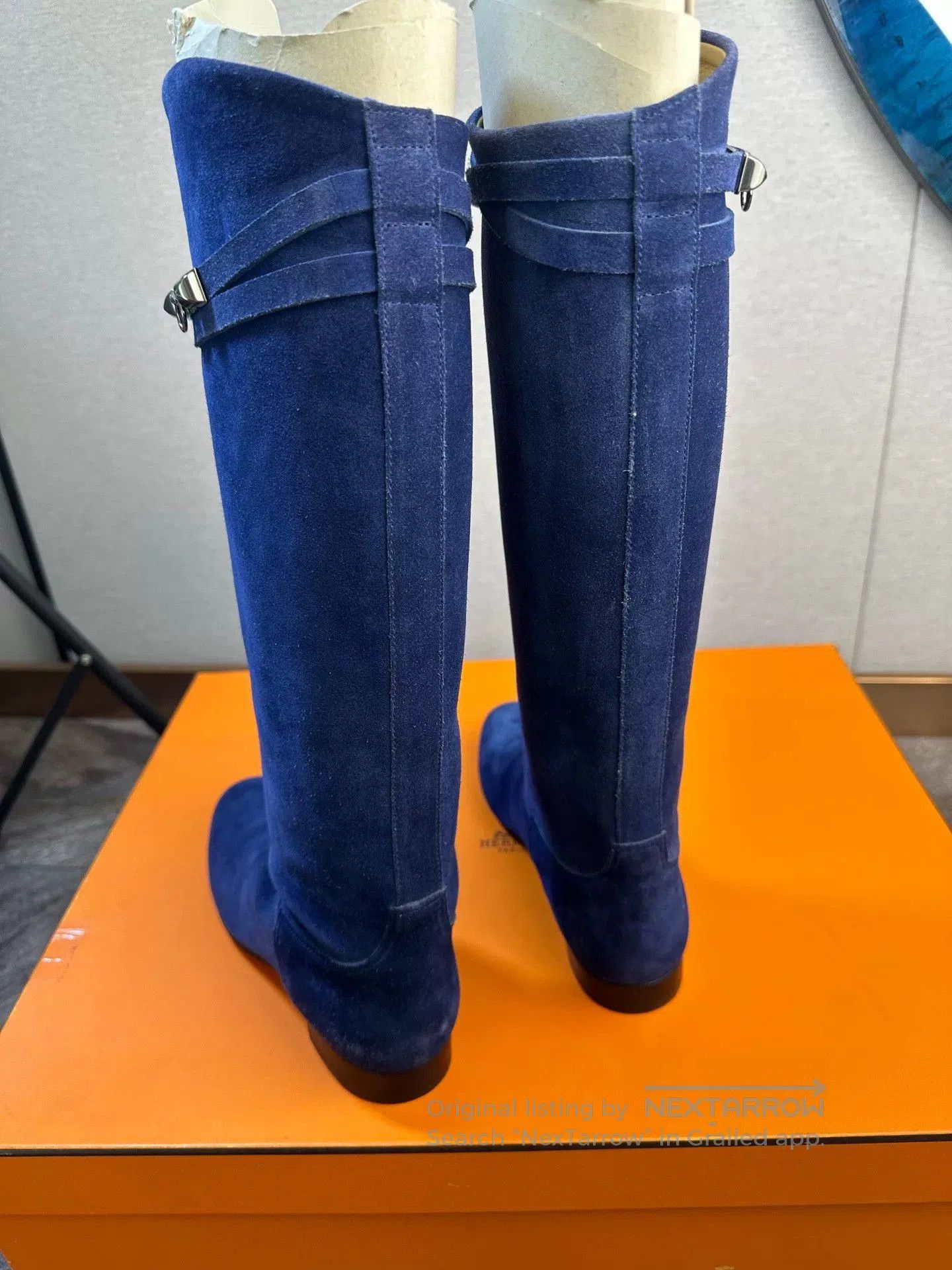 Hermes Hermès Electric Blue Suede Knee. Size US 6 / IT 36 - 5 Thumbnail